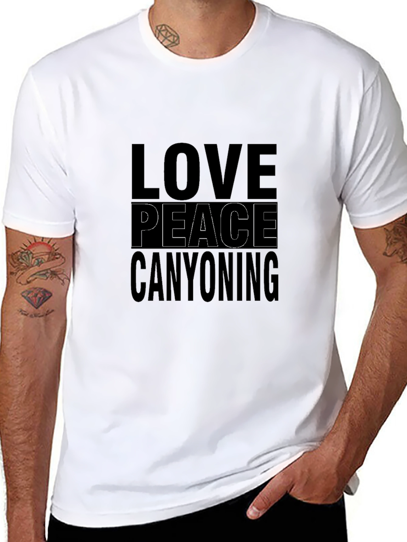 Love Peace Canyoning Black Graphic Tee