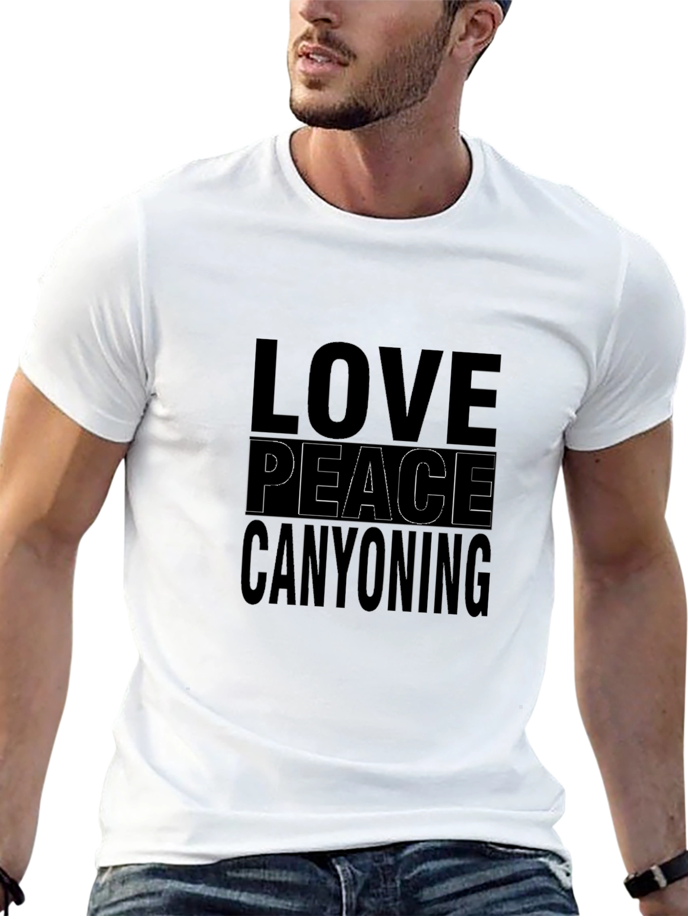 Love Peace Canyoning Black Graphic Tee