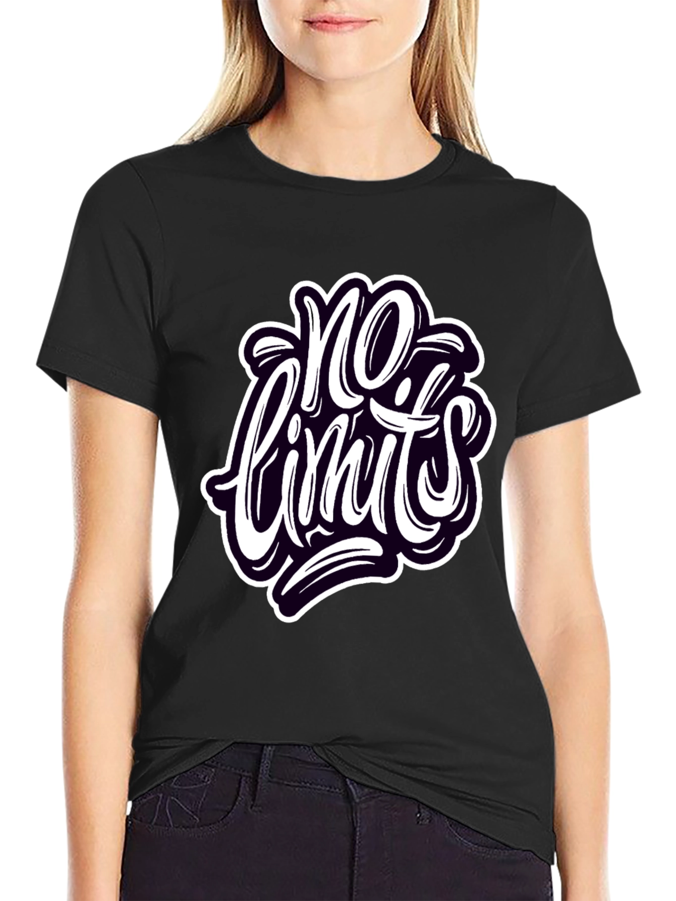 No Limits Graphic Tee - Stylish Black Cotton T-Shirt