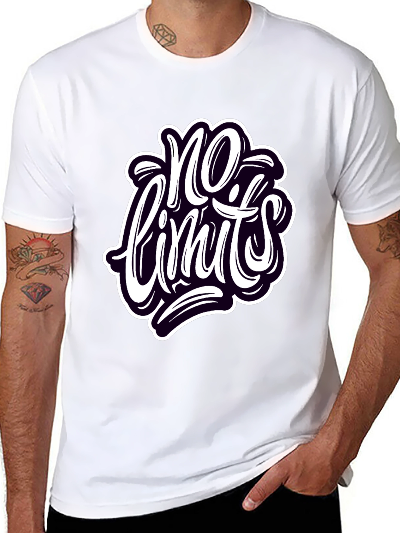 No Limits Graphic Tee - Stylish Black Cotton T-Shirt