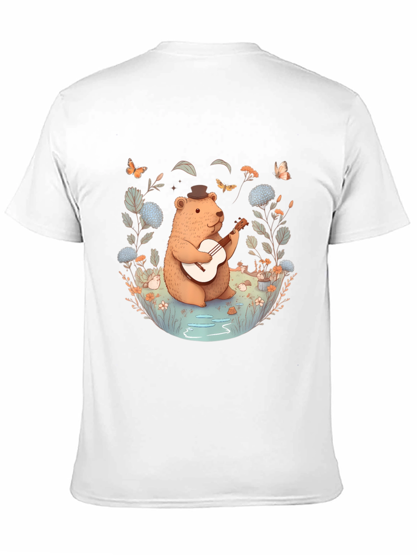 Whimsical Bear Guitarist T-Shirt - Nature Inspired Design