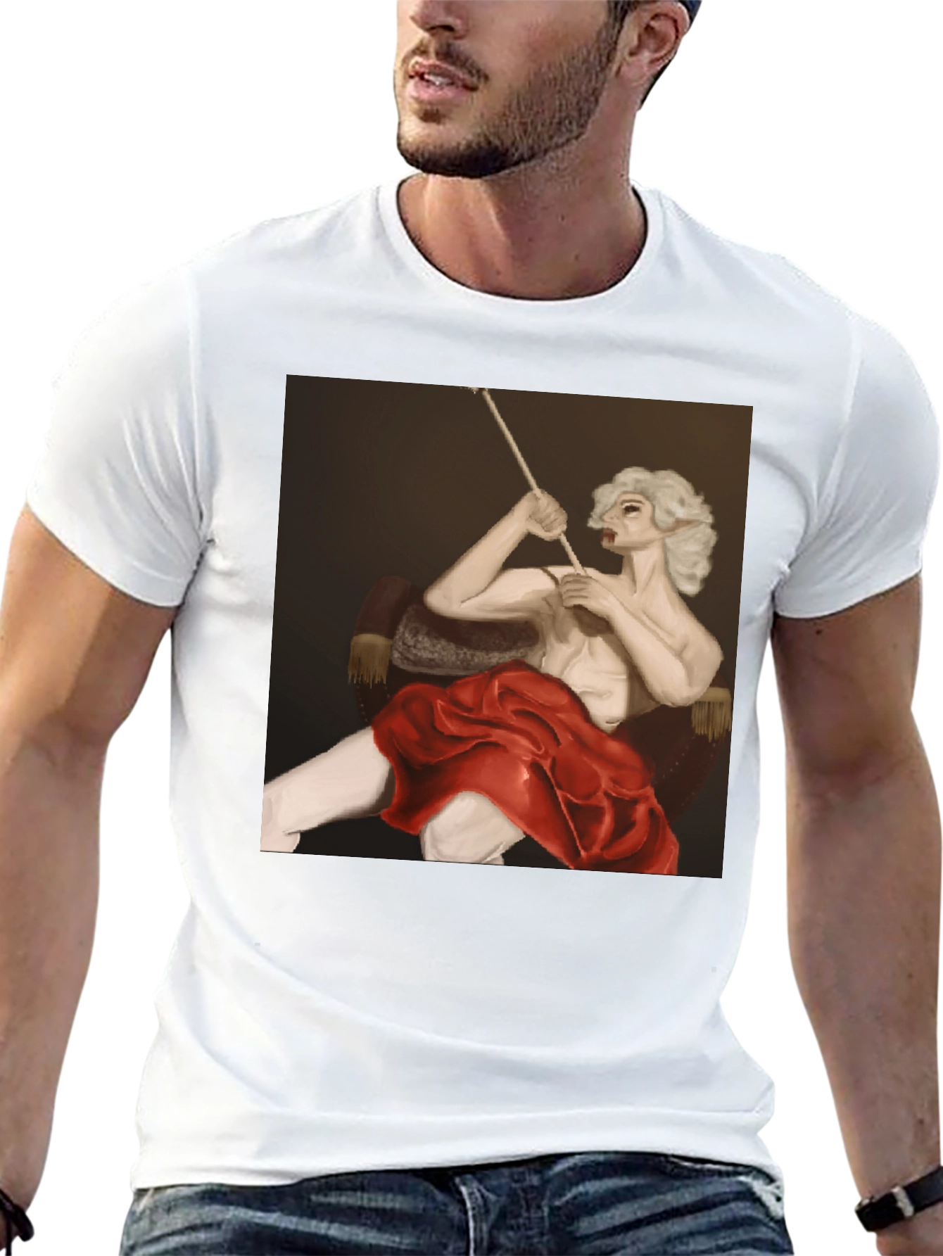 Smoking Portrait Graphic Tee - Unique Fashion