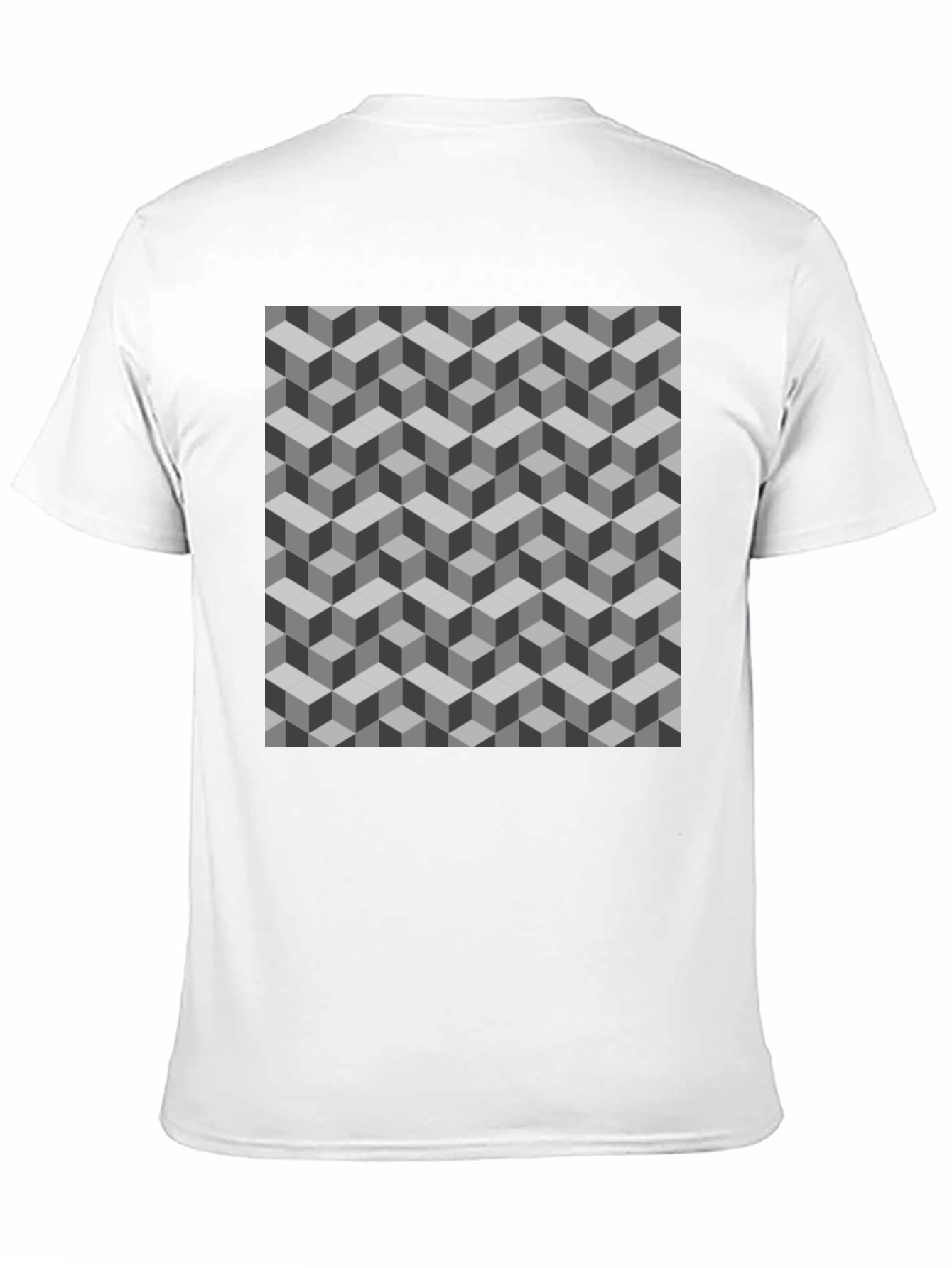 Geometric Cube Pattern Tee - Optical Illusion Design