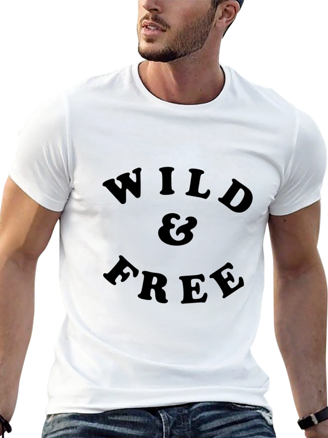 Wild & Free Graphic Tee - Black Cotton T-Shirt