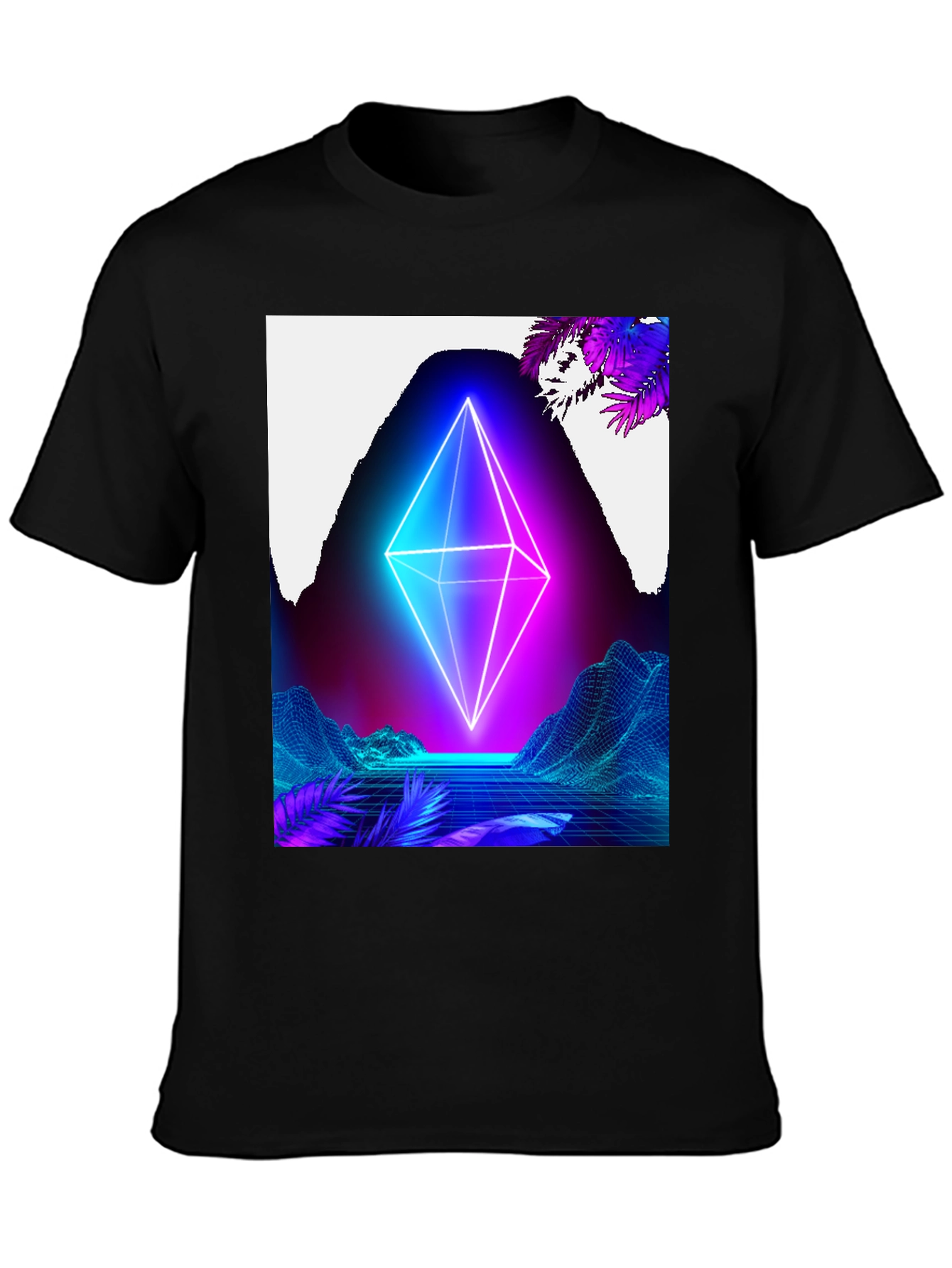 Neon Pyramid Graphic Tee - Retro Wave Vibes