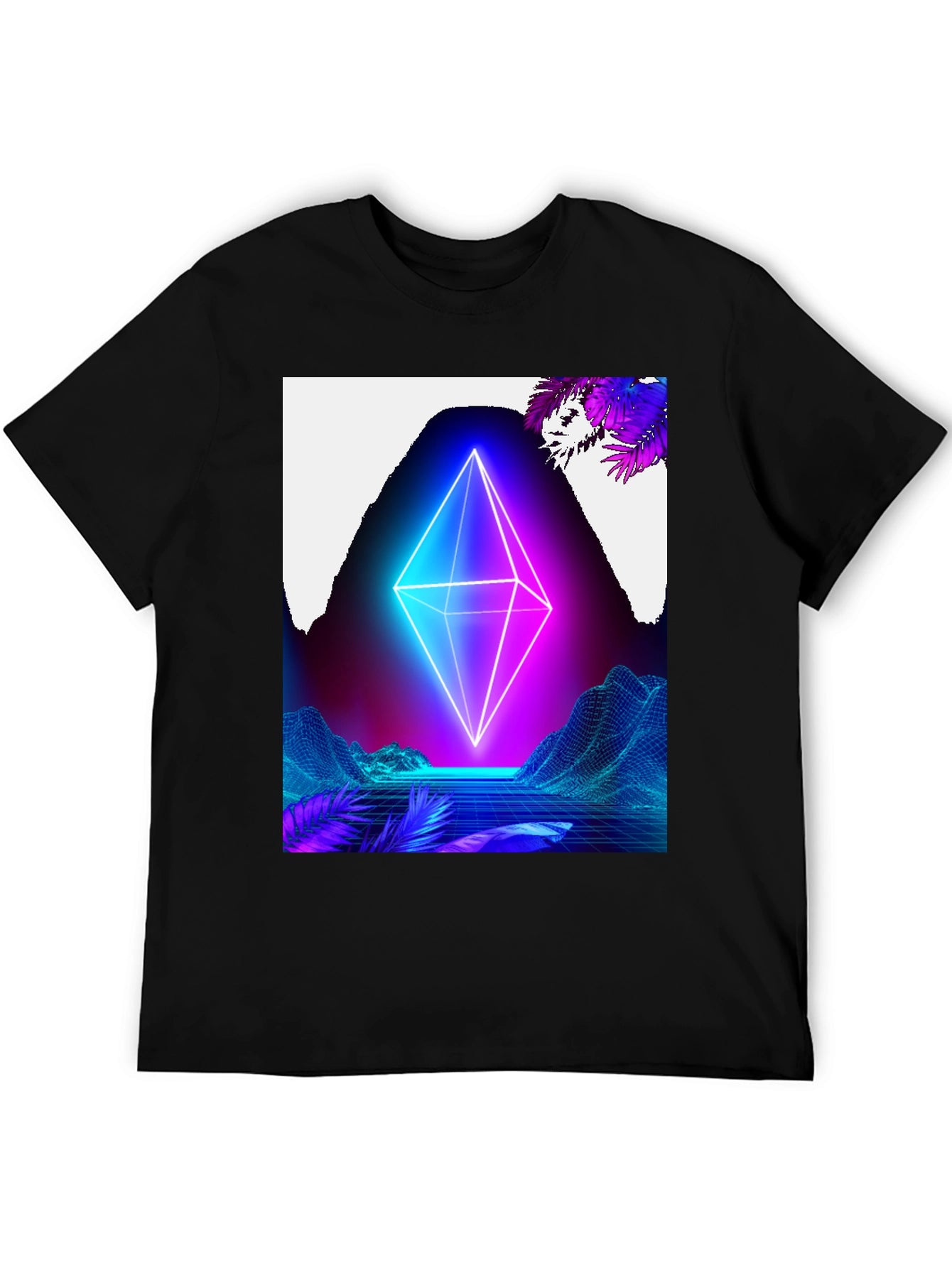 Neon Pyramid Graphic Tee - Retro Wave Vibes