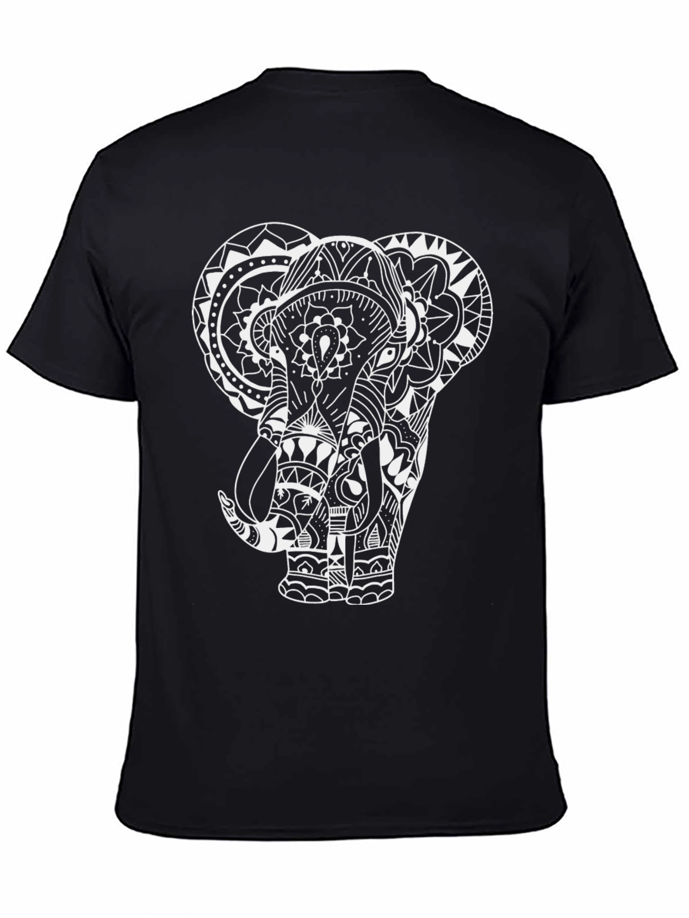 Elephant Mandala Graphic T-Shirt - Black Cotton Tee
