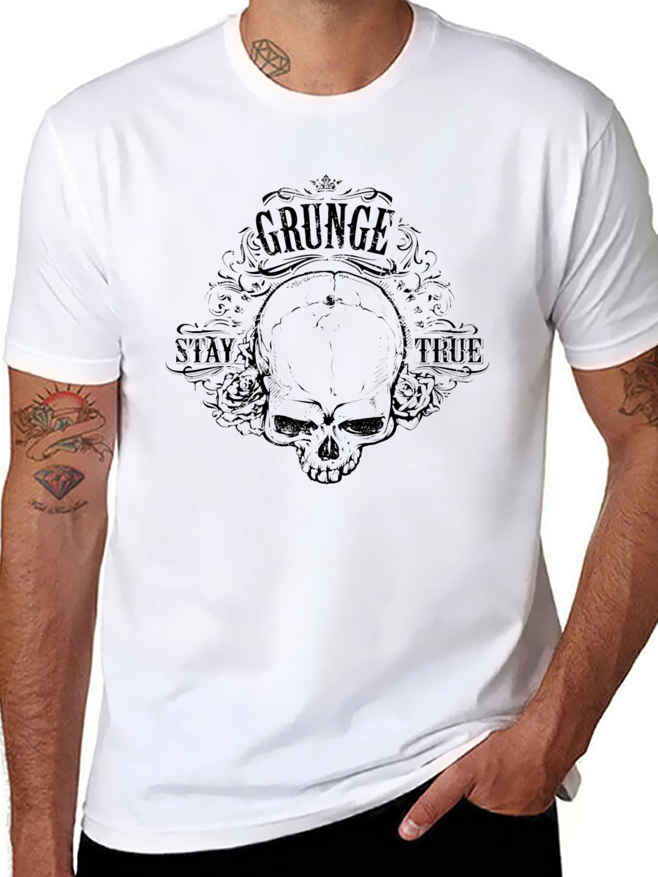 Grunge Skull Graphic Tee - Stay True T-Shirt
