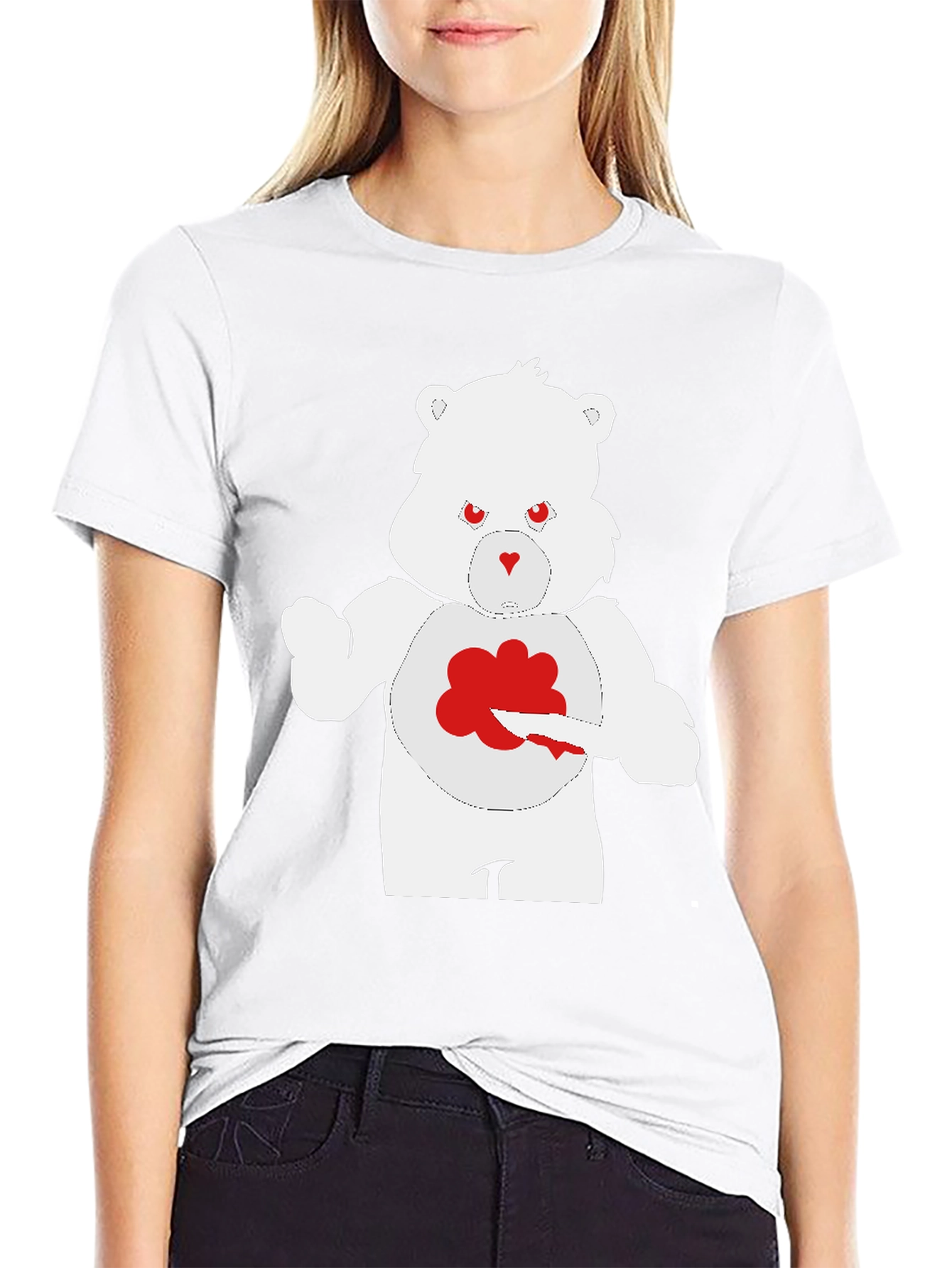 Mens Black T-Shirt - Grumpy Bear Design