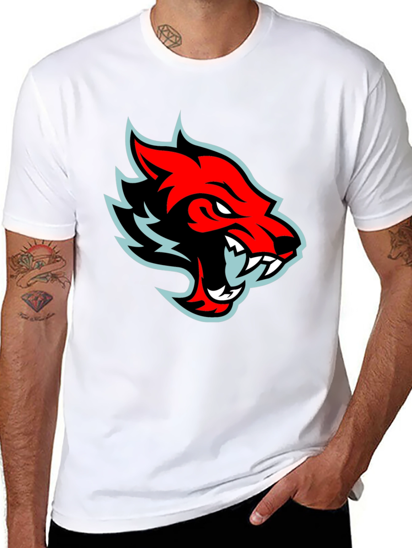 Red Wolf Graphic Tee - Cool Black T-Shirt