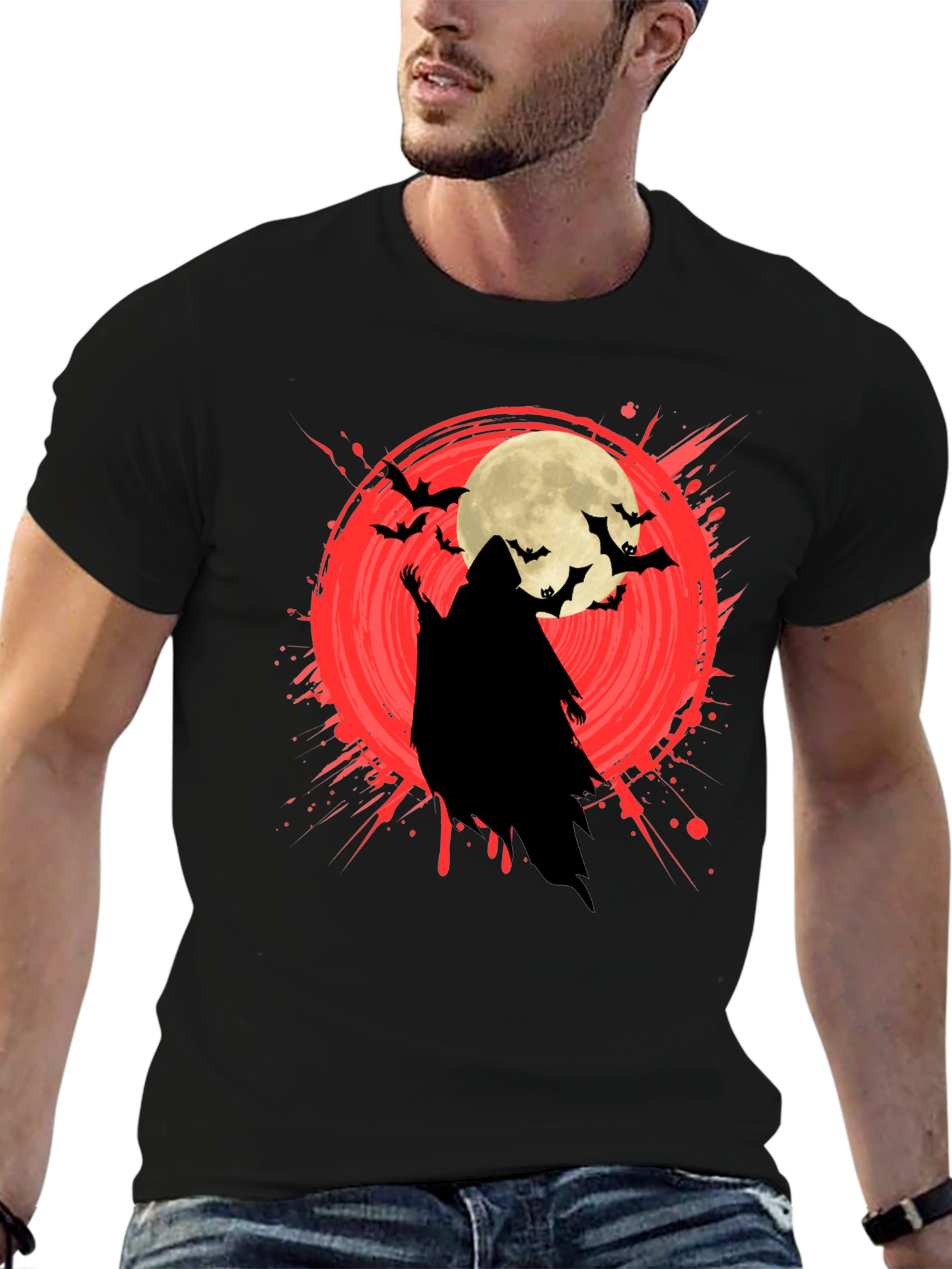 Halloween Grim Reaper Moon Bat T-Shirt