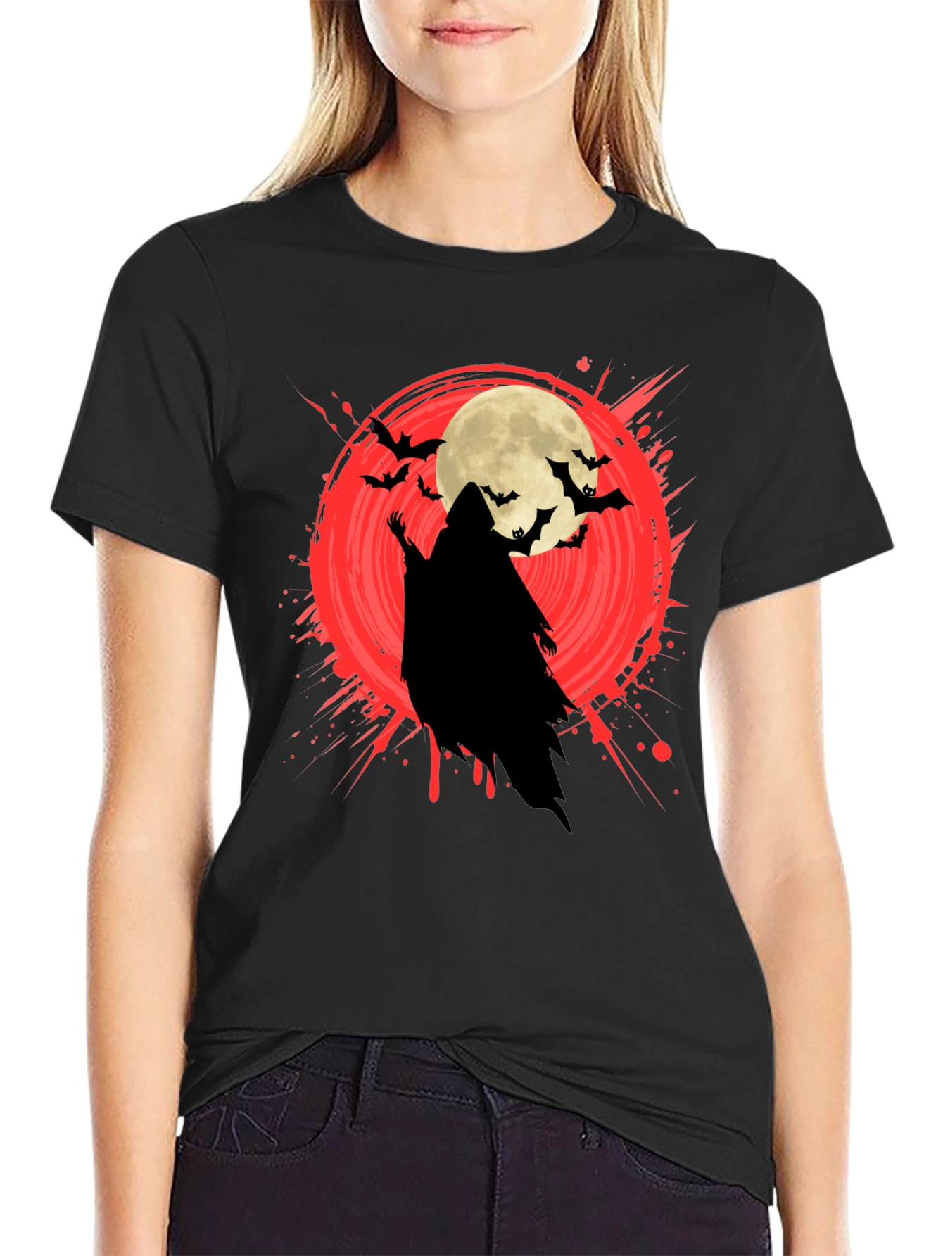 Halloween Grim Reaper Moon Bat T-Shirt