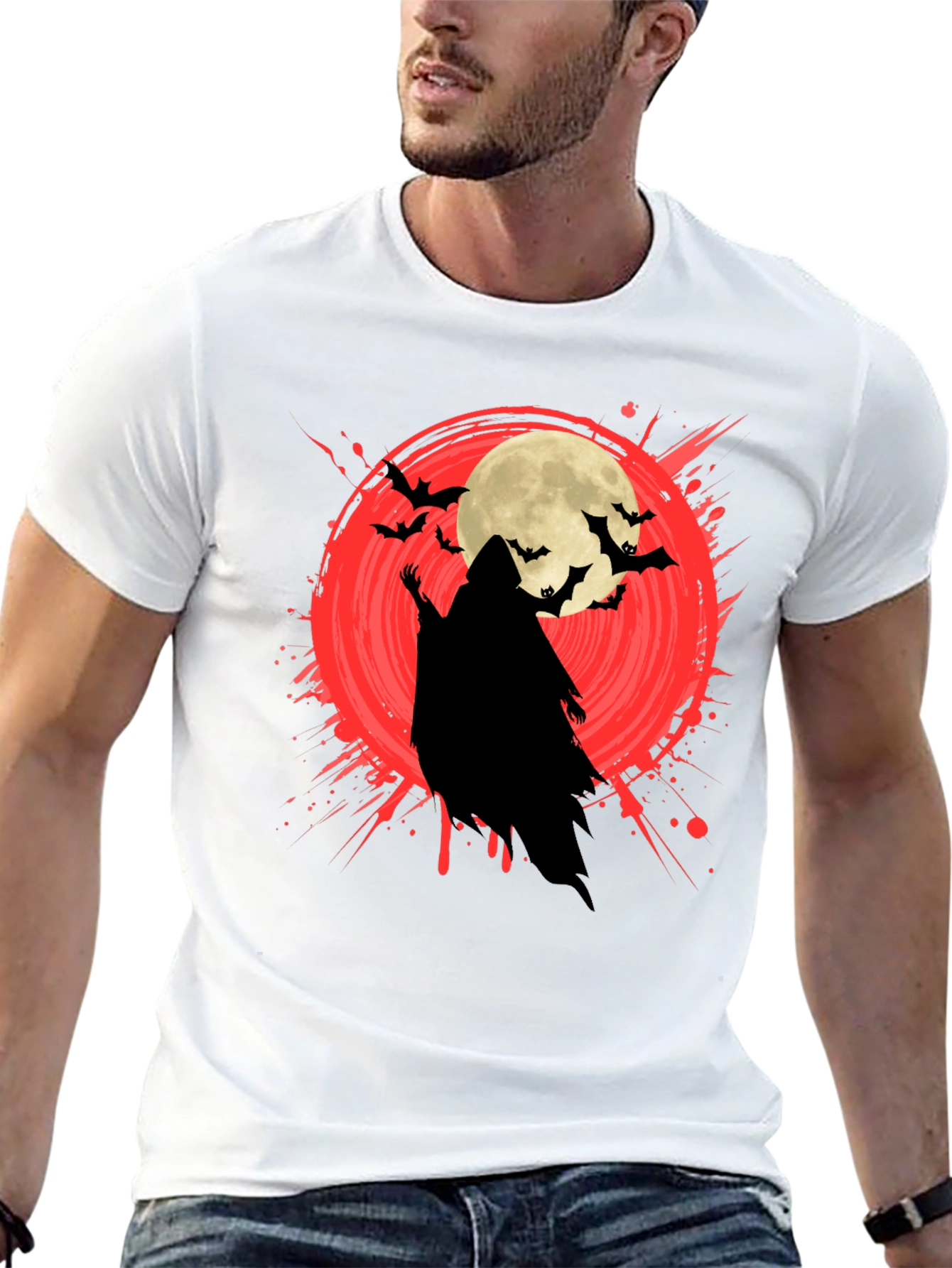 Halloween Grim Reaper Moon Bat T-Shirt