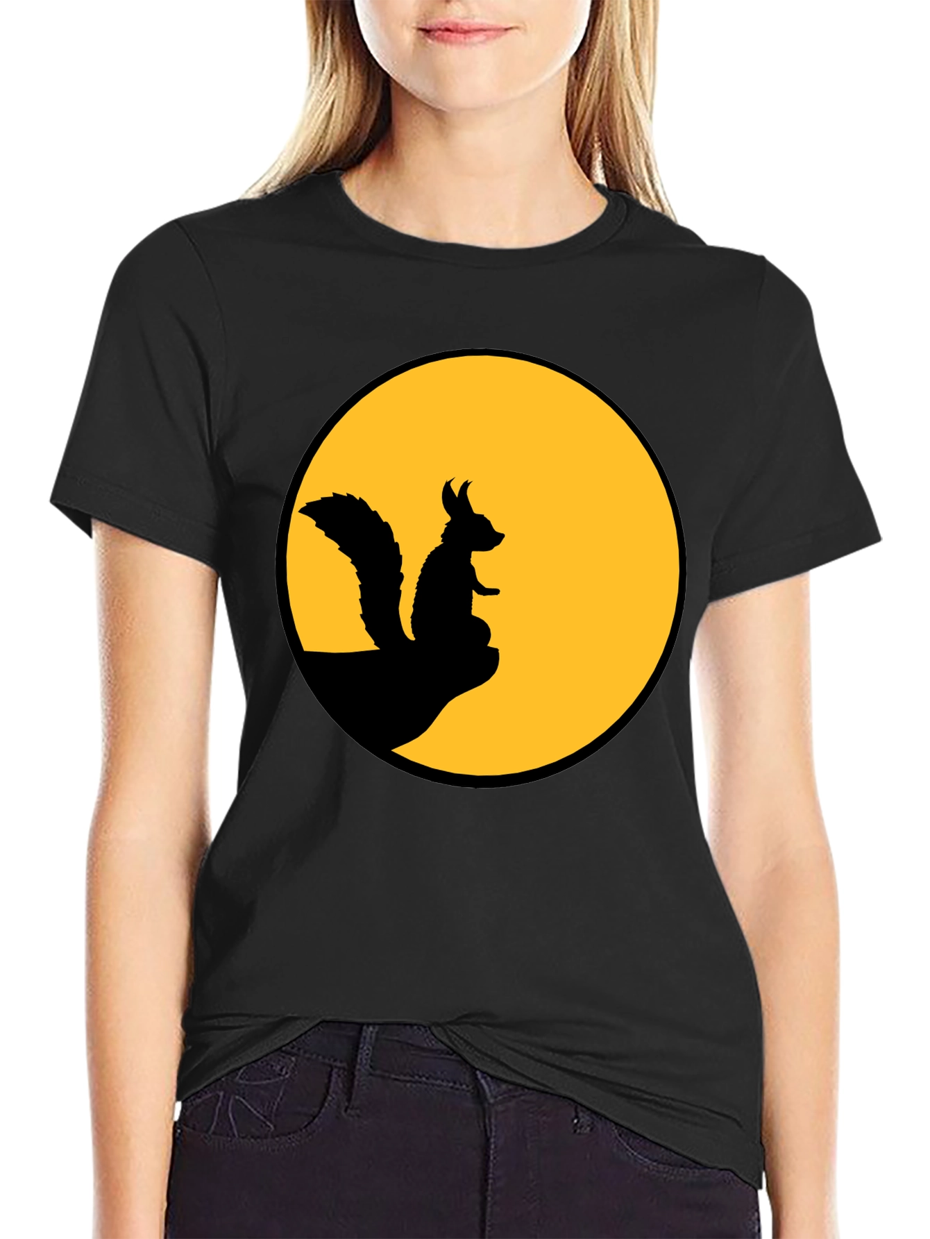Squirrel Silhouette T-Shirt - Moon Graphic Tee
