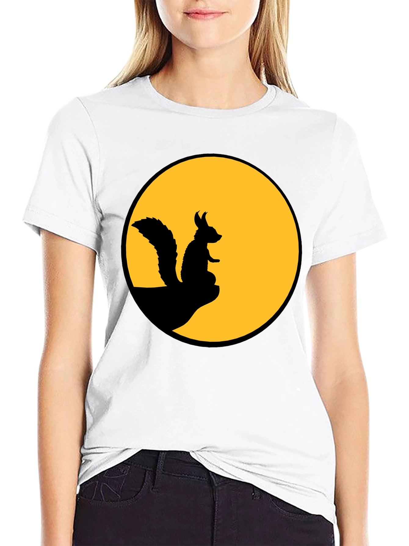 Squirrel Silhouette T-Shirt - Moon Graphic Tee