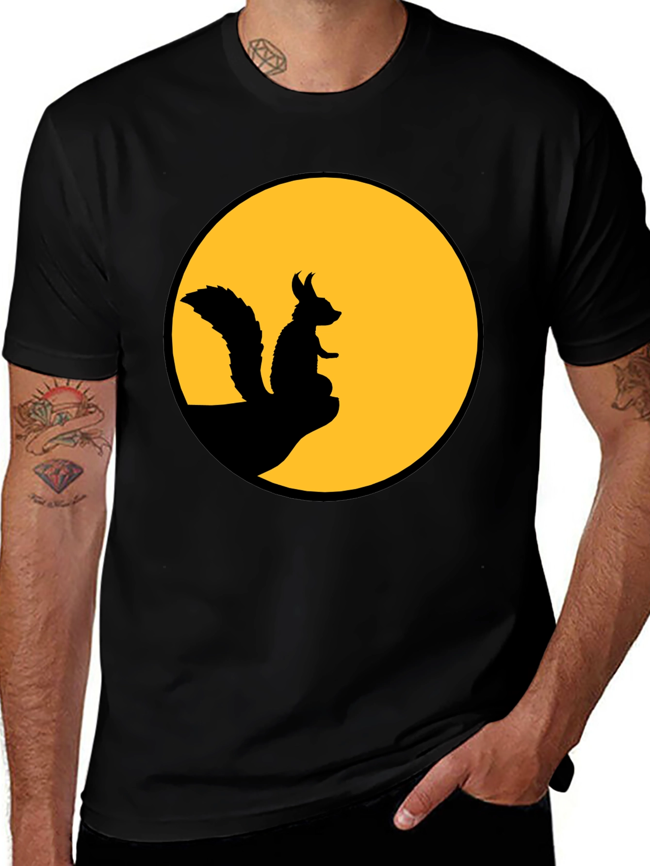 Squirrel Silhouette T-Shirt - Moon Graphic Tee