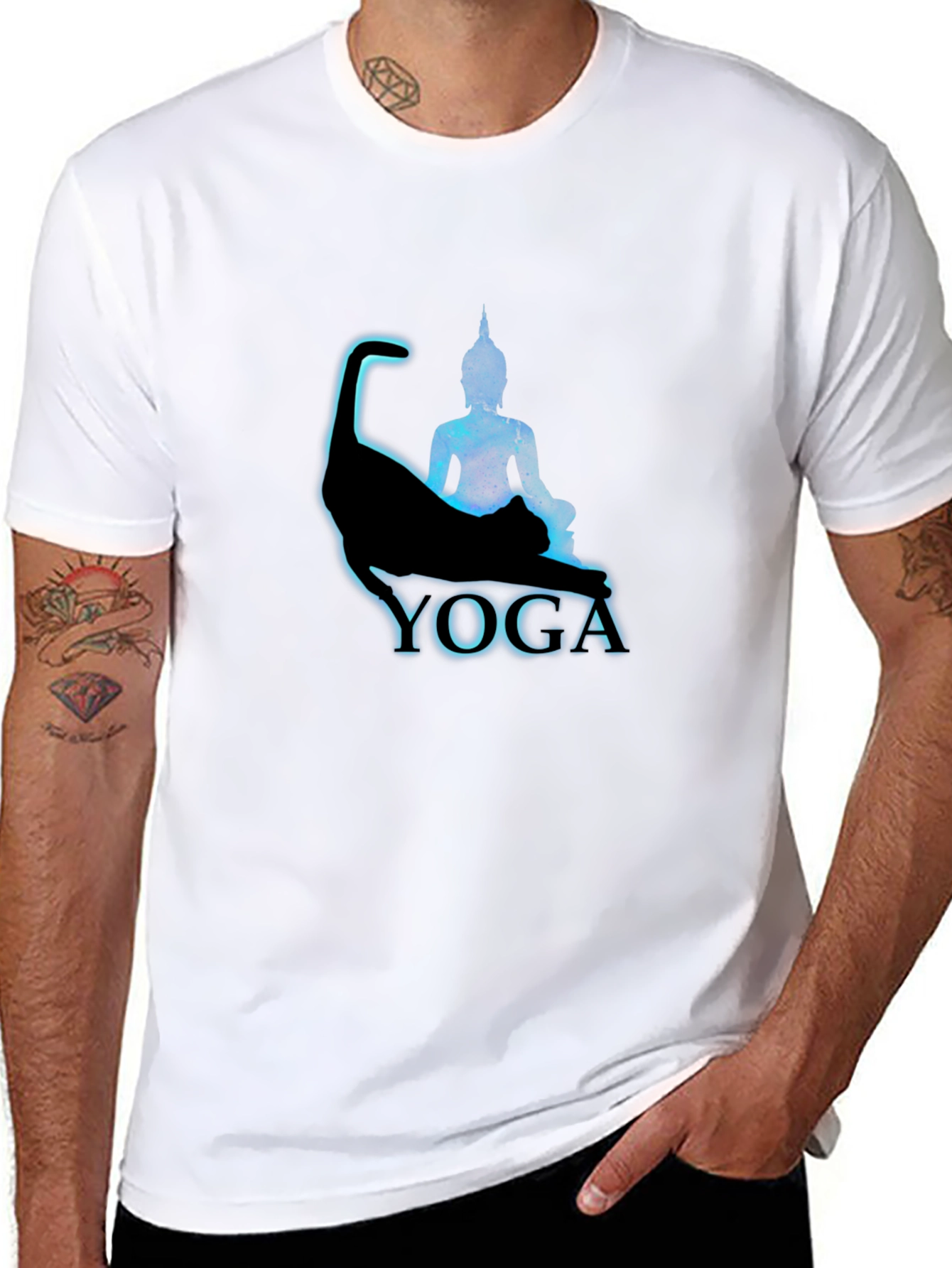 Yoga Cat & Buddha T-Shirt - Meditate in Style!