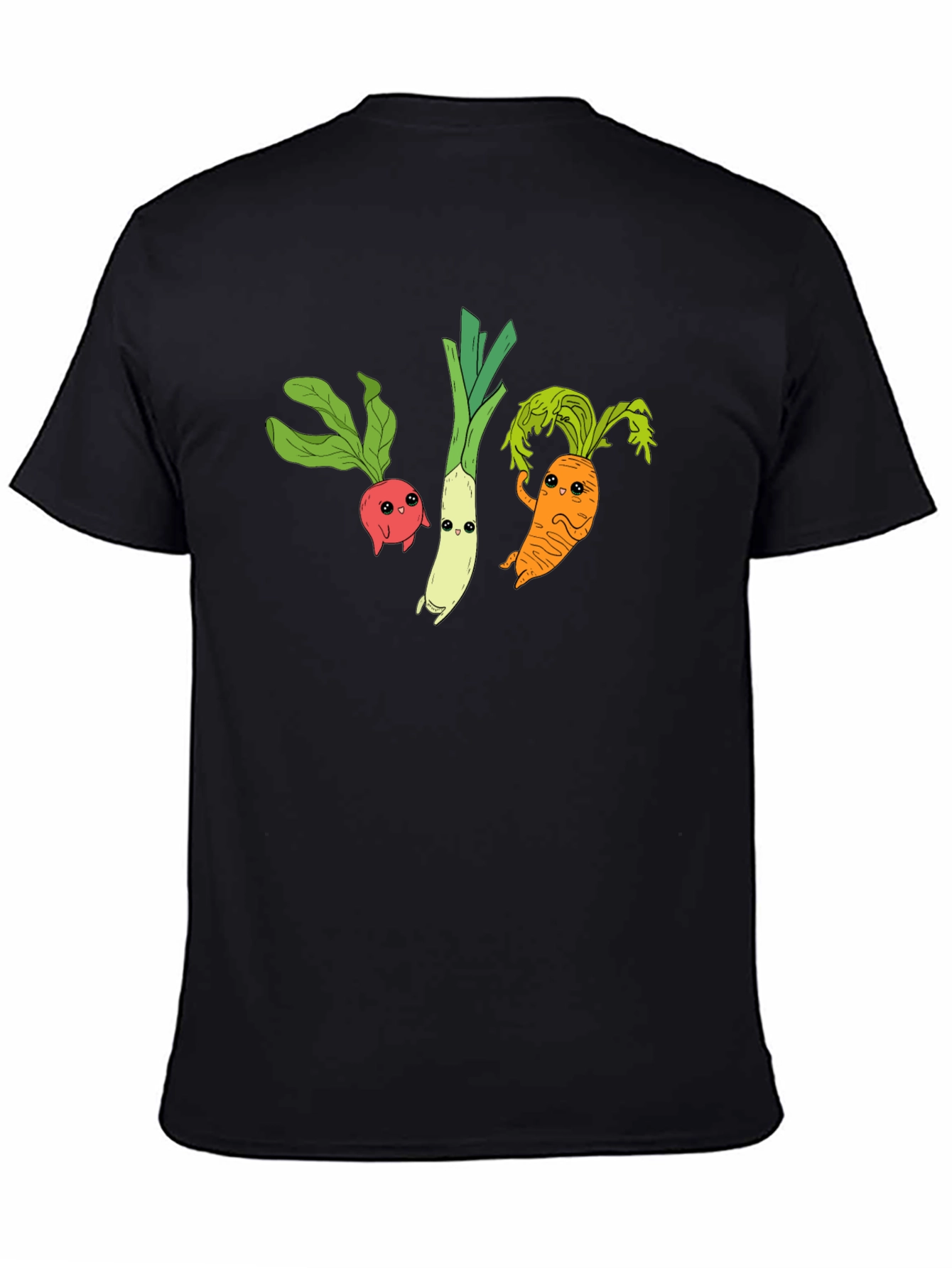 Veggie Cartoon Graphic Black T-Shirt