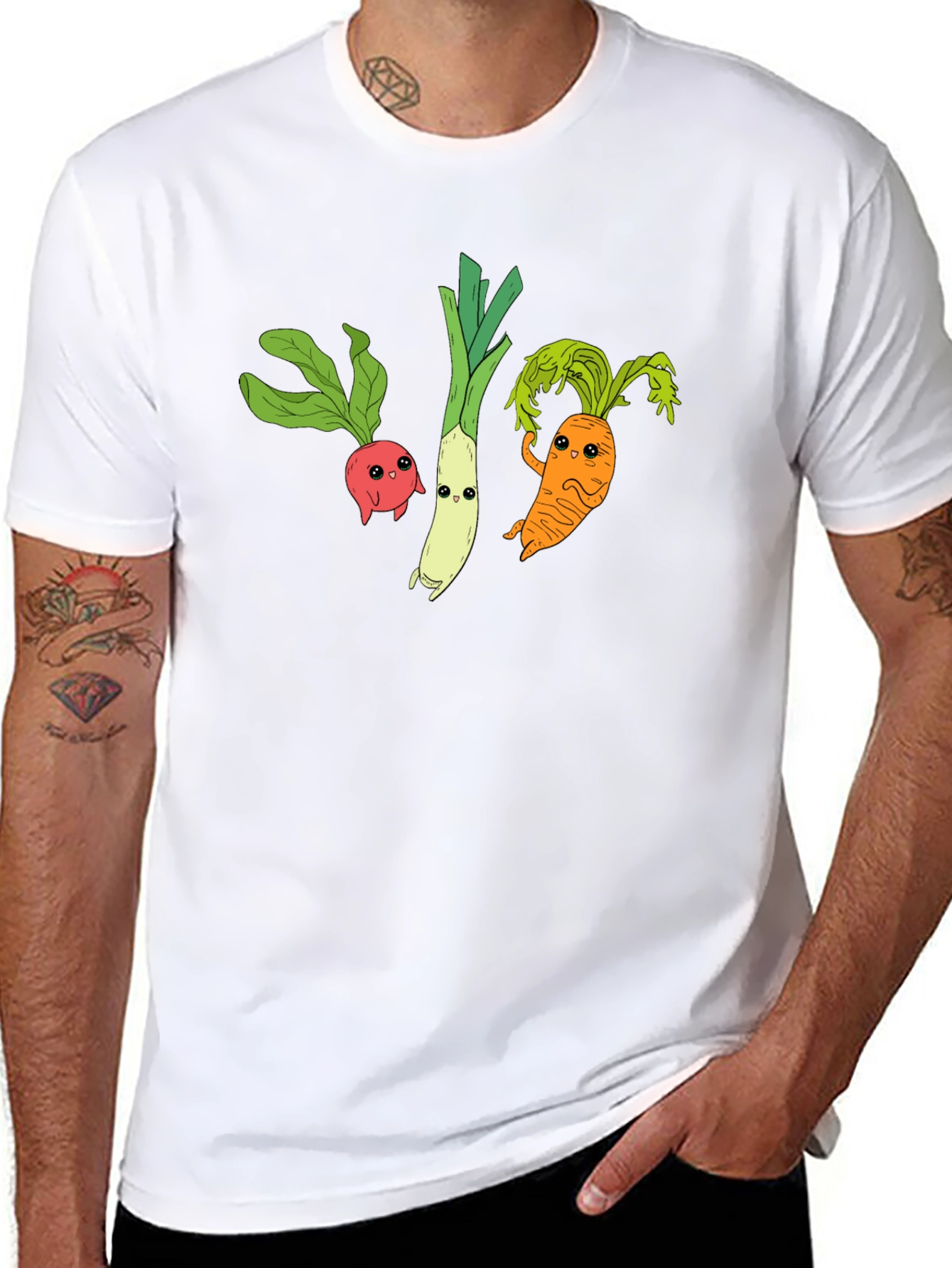 Veggie Cartoon Graphic Black T-Shirt