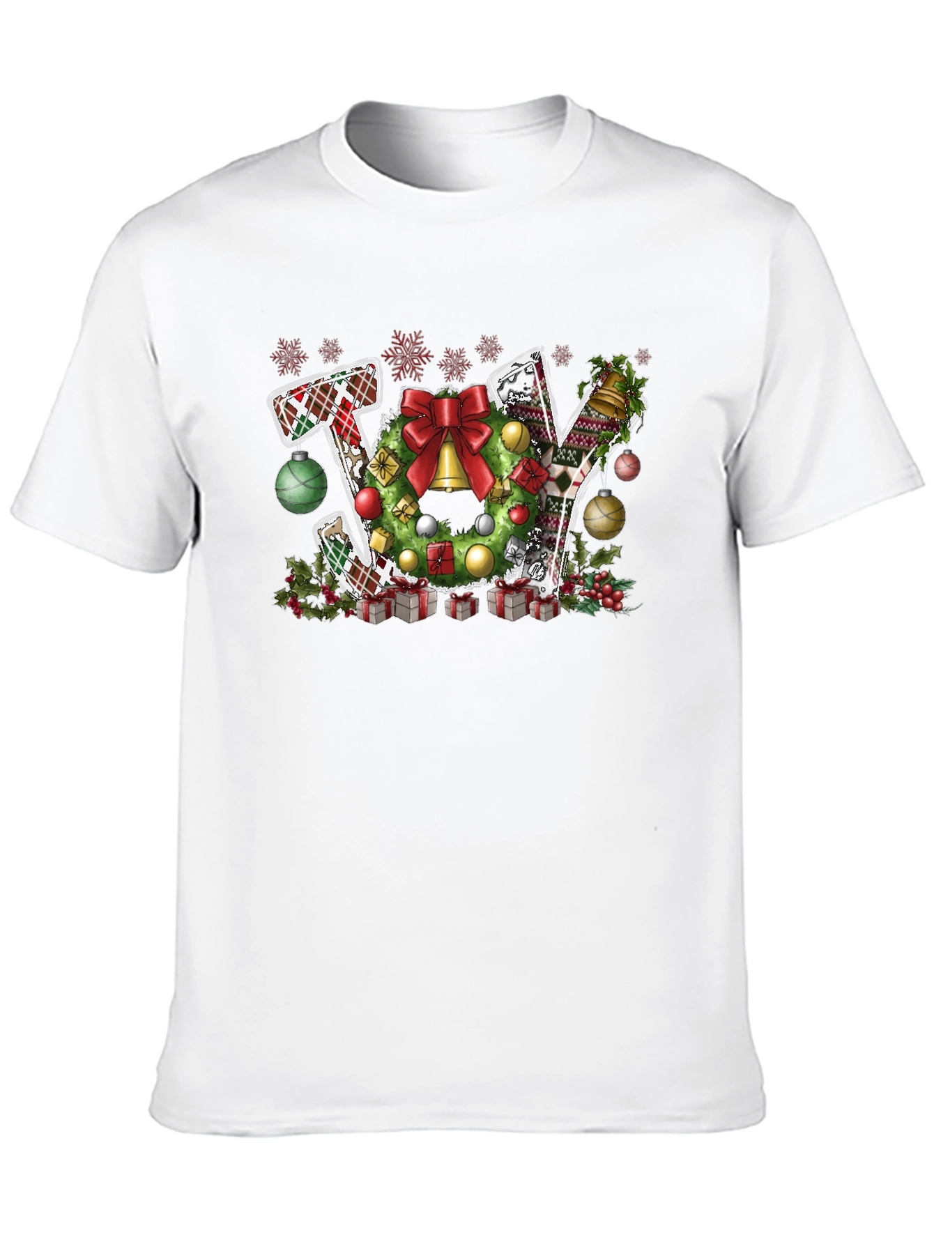 Christmas JOY T-Shirt Festive Wreath Design