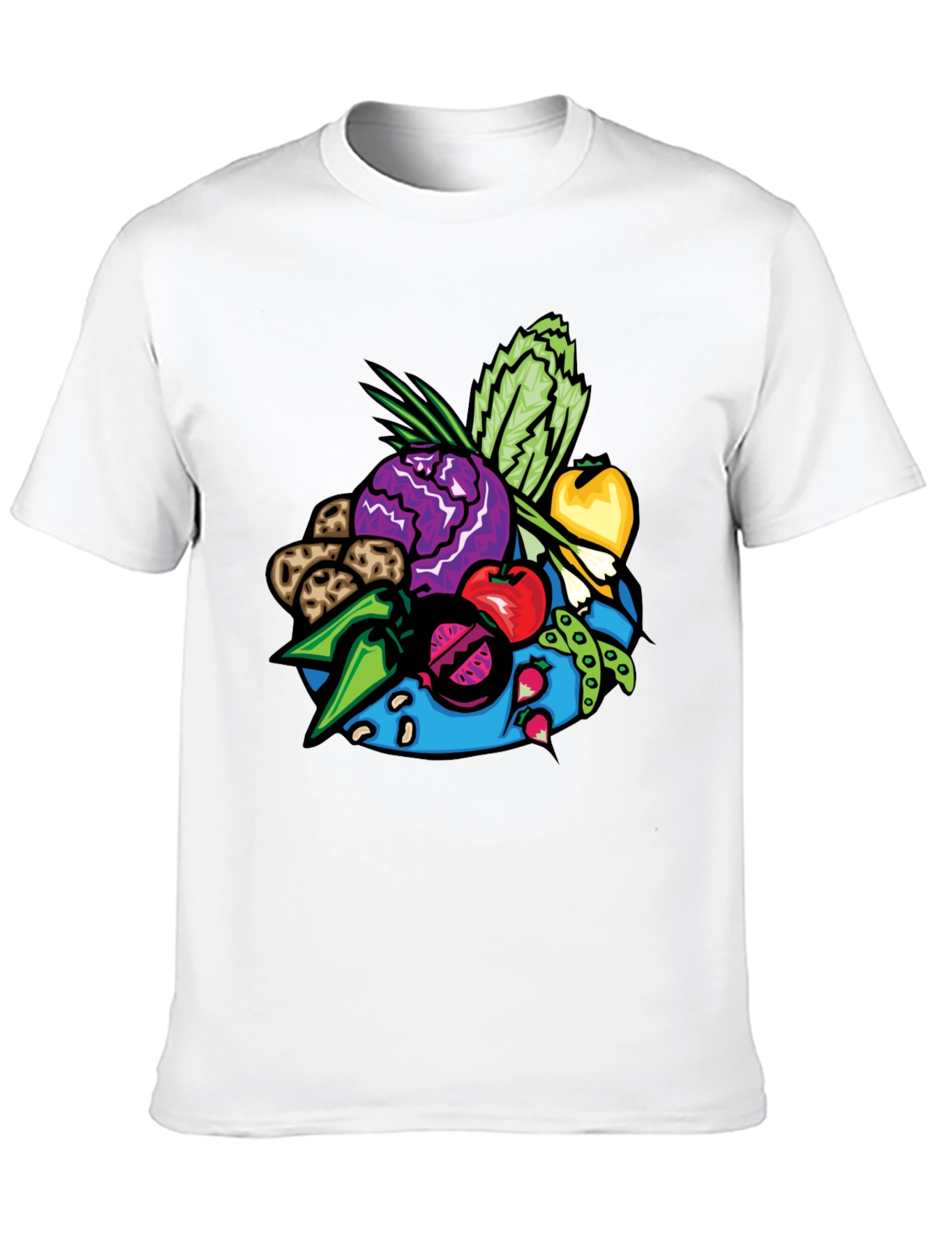 Vibrant Vegetable Patch Graphic Tee - Black