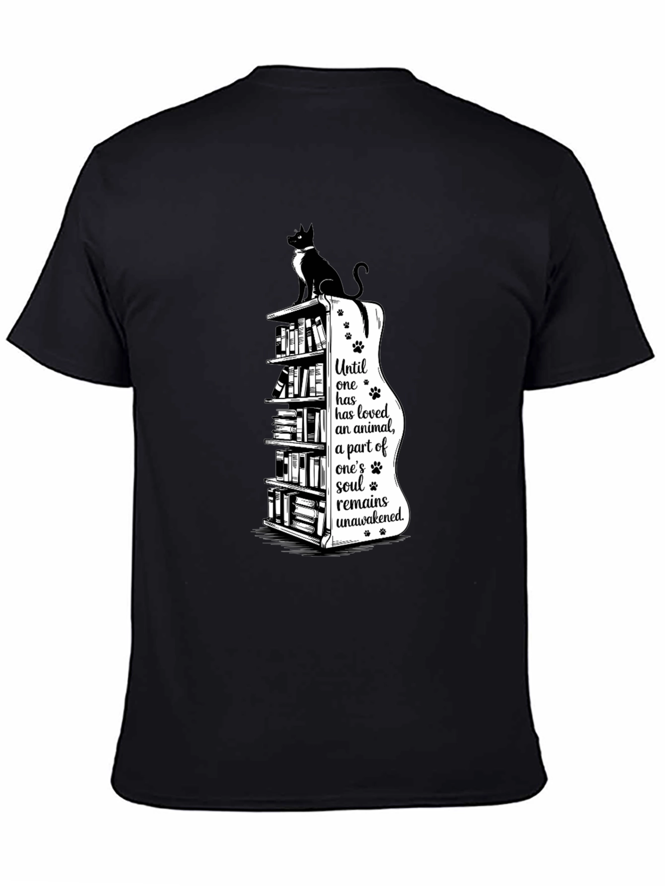 Cat & Books T-Shirt - Awakened Soul