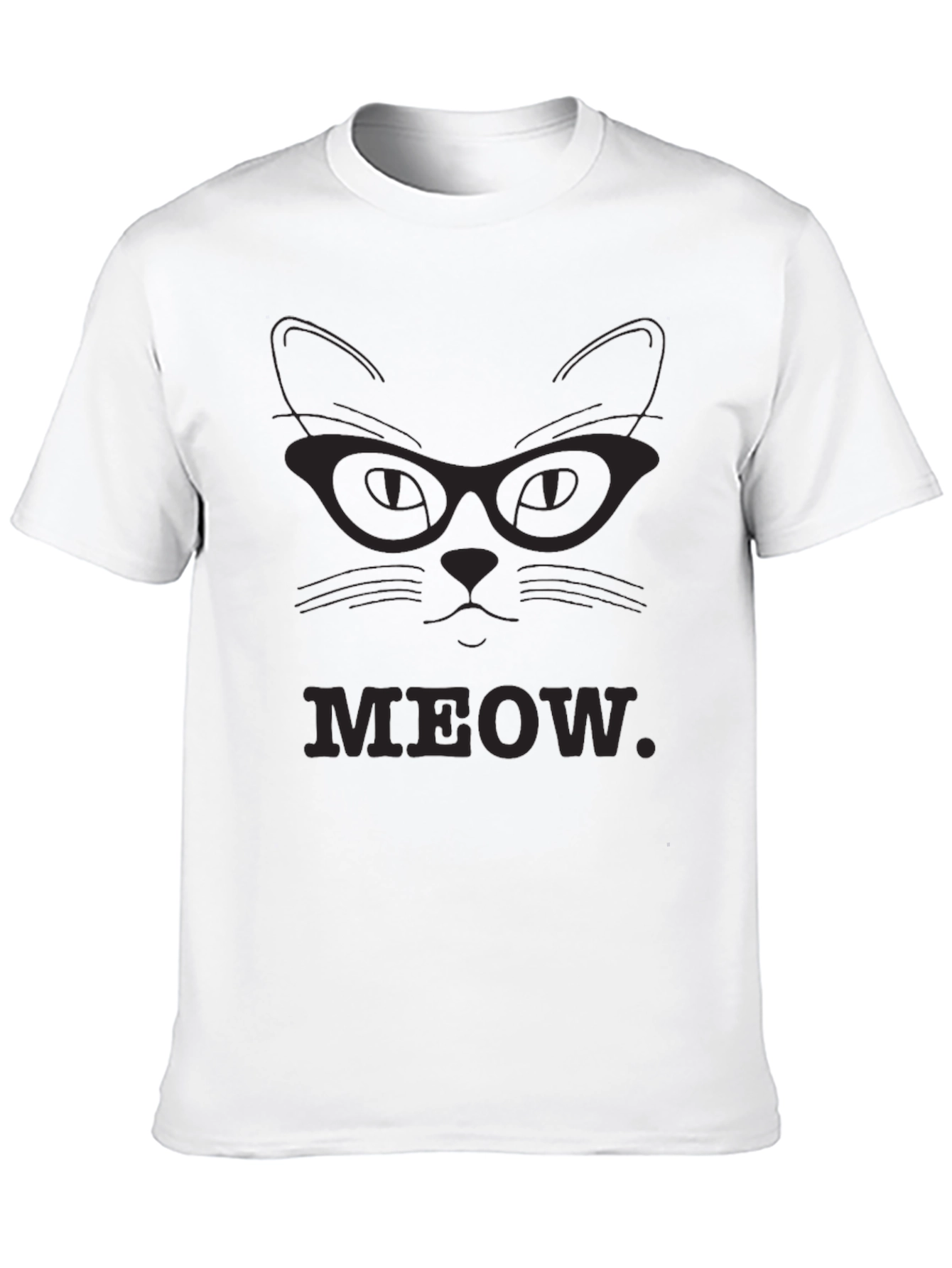 Meow Cat Glasses T-Shirt - Black