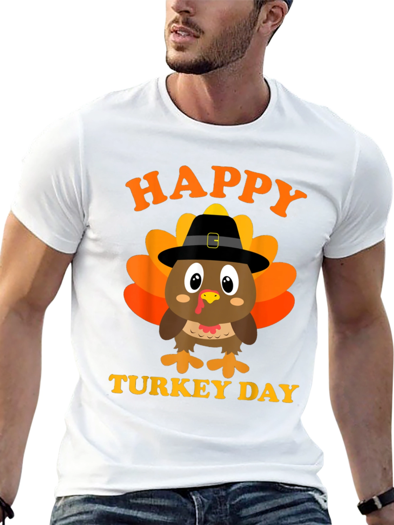 Happy Turkey Day T-Shirt Thanksgiving Black