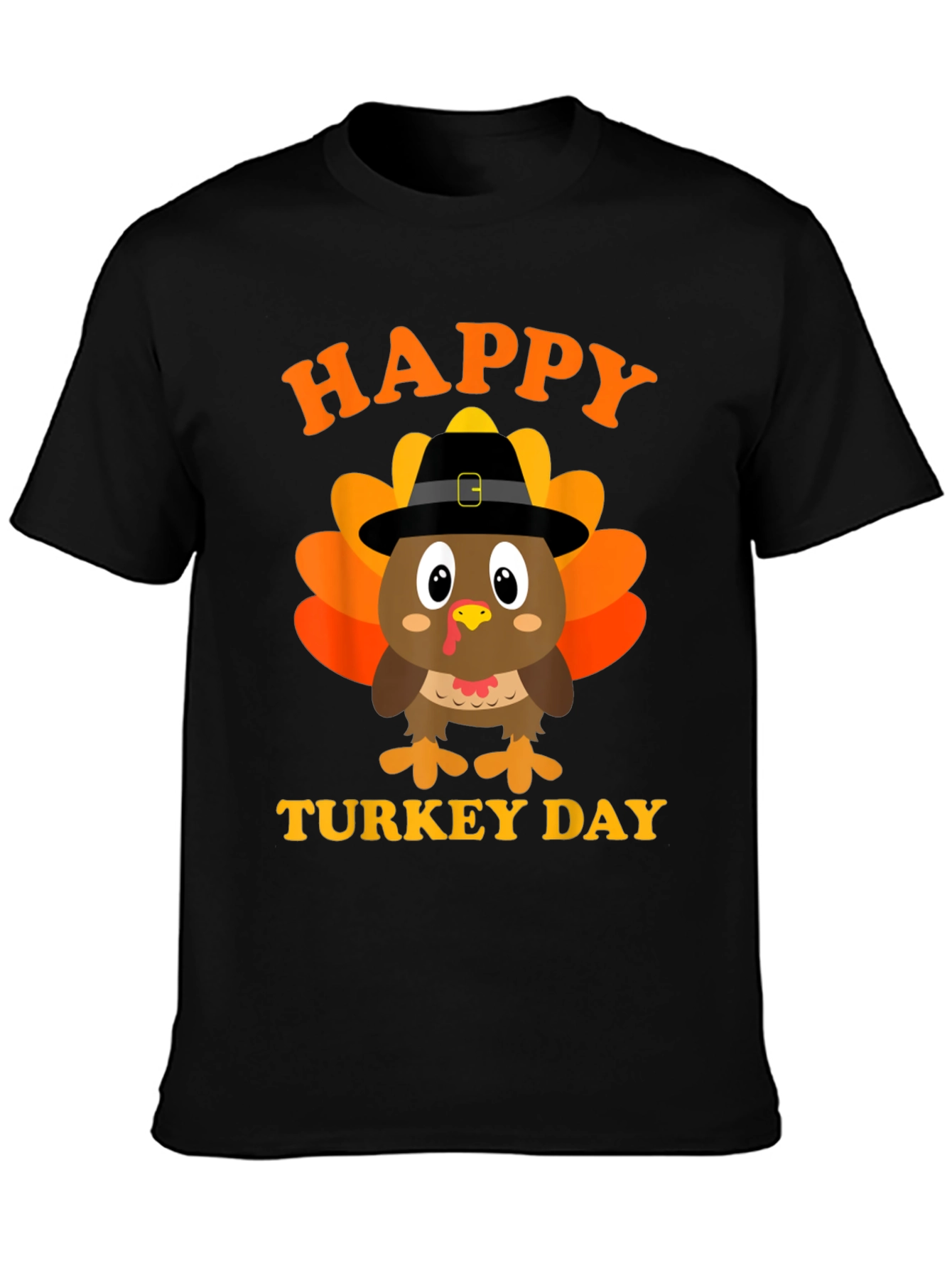 Happy Turkey Day T-Shirt Thanksgiving Black