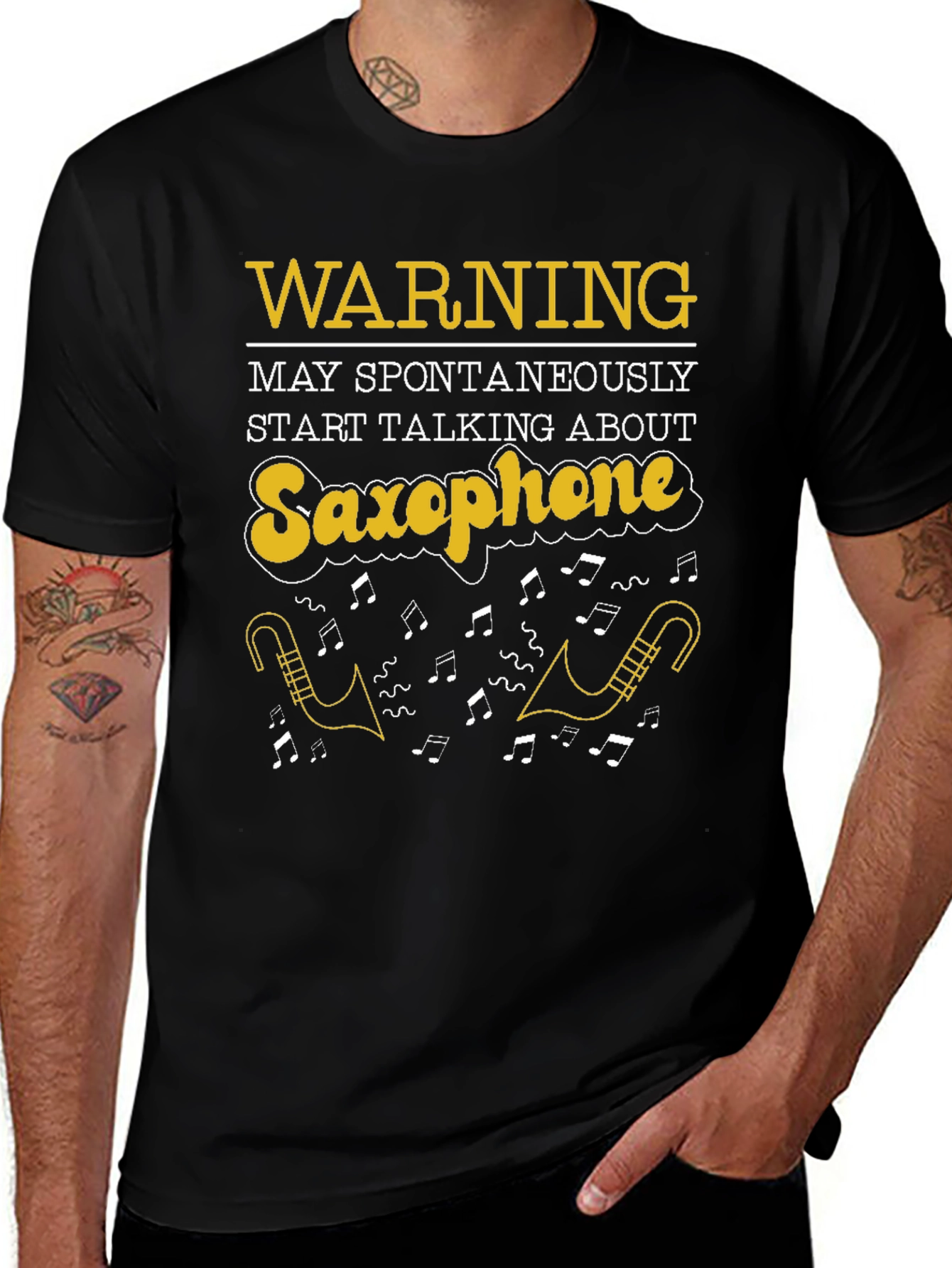 Saxophone T-Shirt: Warning May Spontaneously Talk