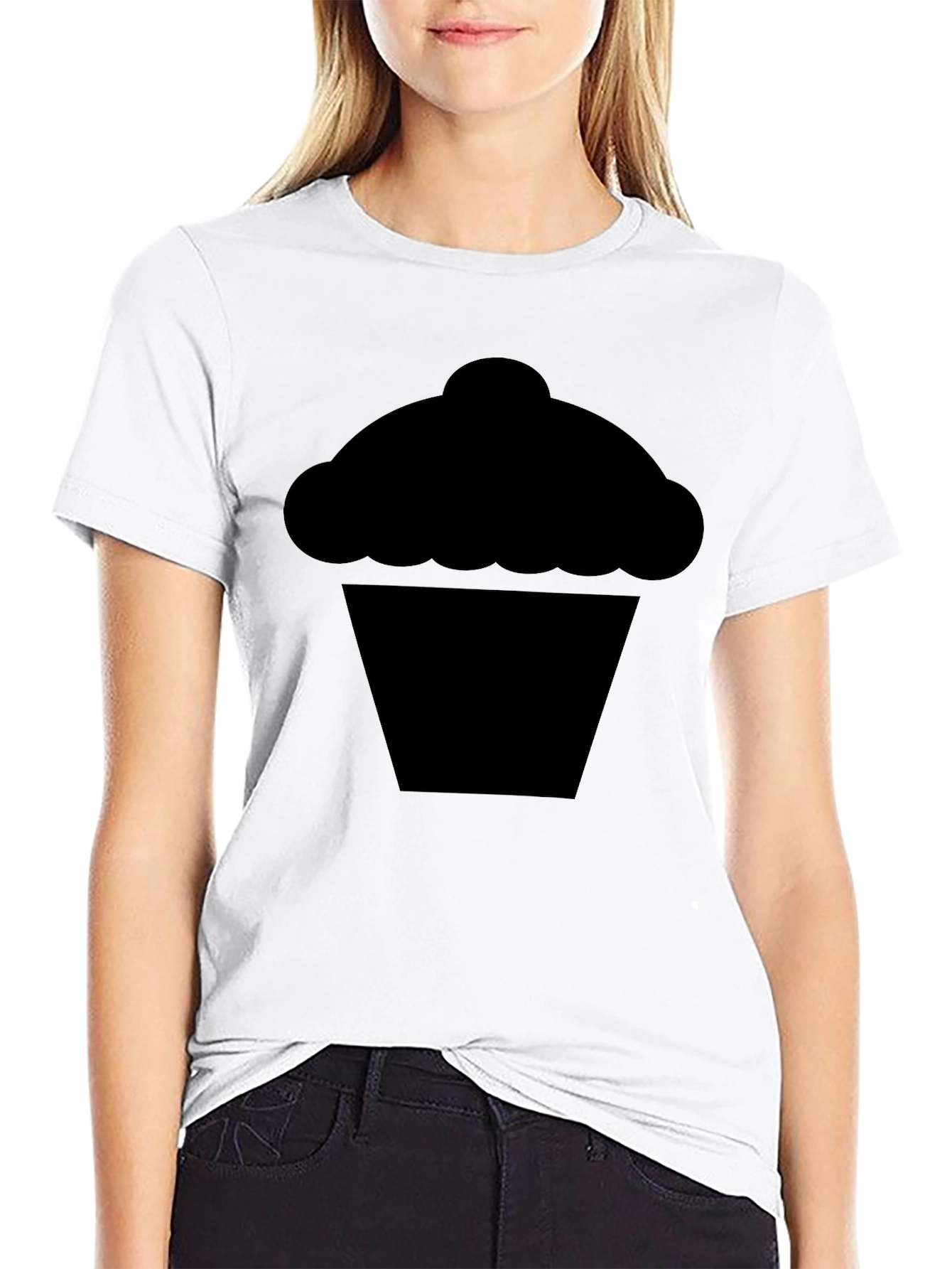 Cupcake Graphic Tee - Solid Black Cotton Comfort