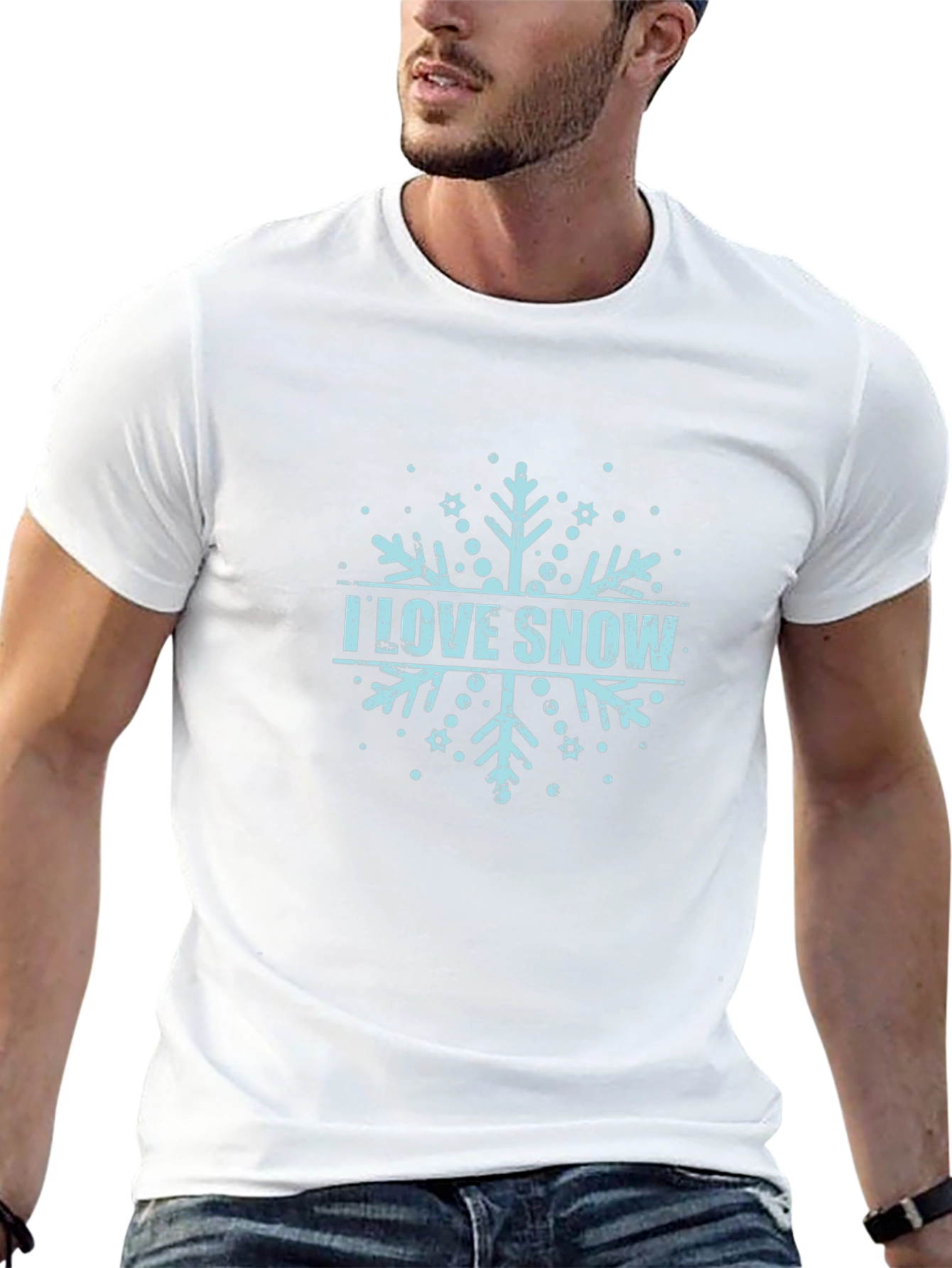 I Love Snow Snowflake Graphic Tee - Black