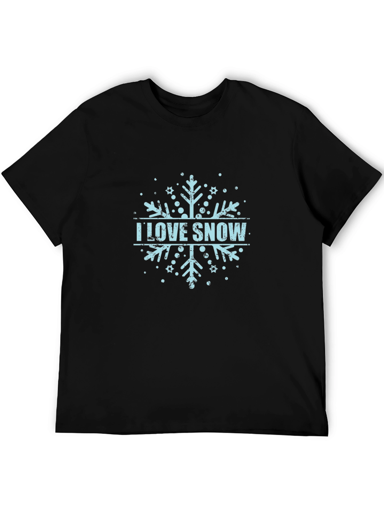 I Love Snow Snowflake Graphic Tee - Black