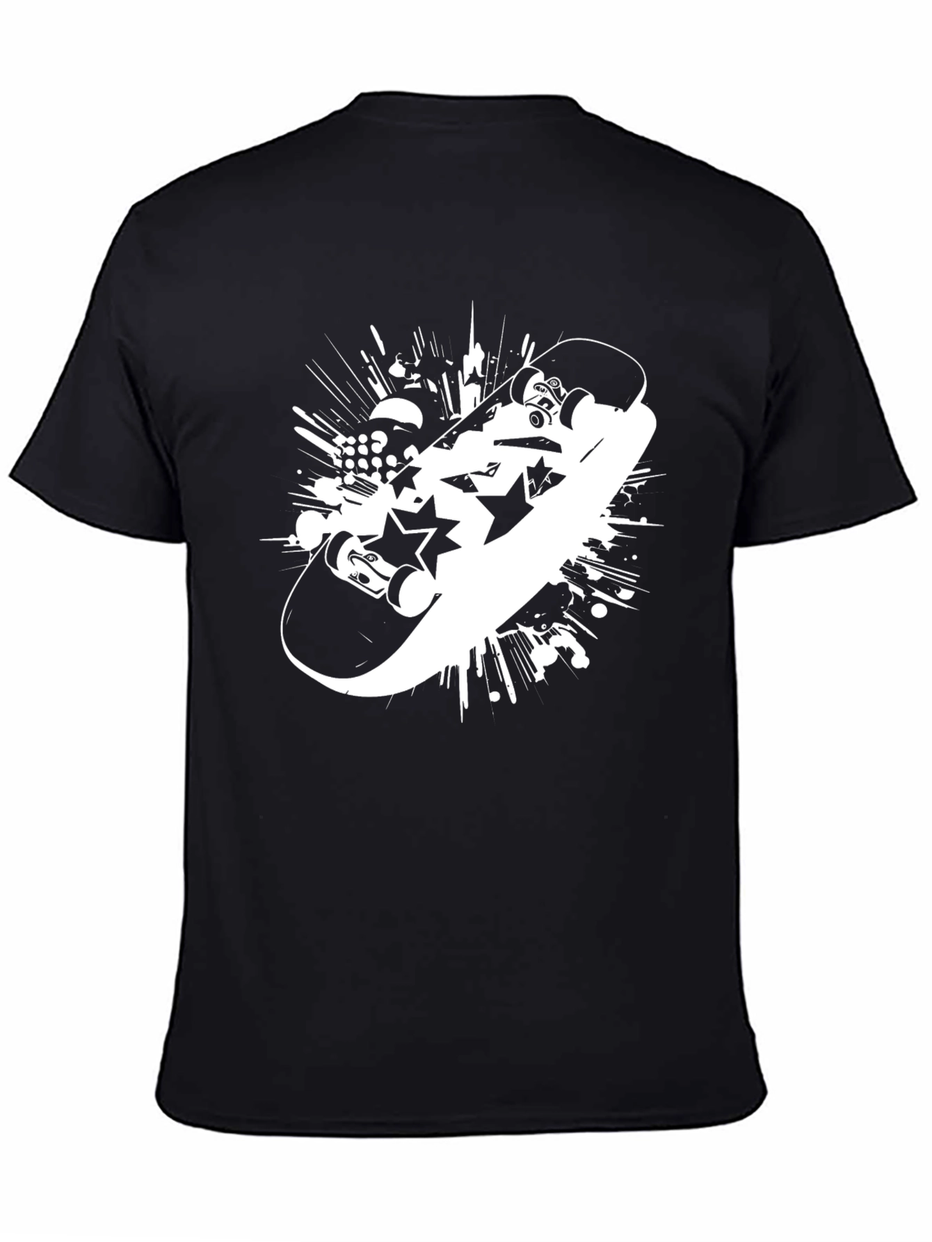 Skateboard Graphic Tee - Trendy Black T-Shirt