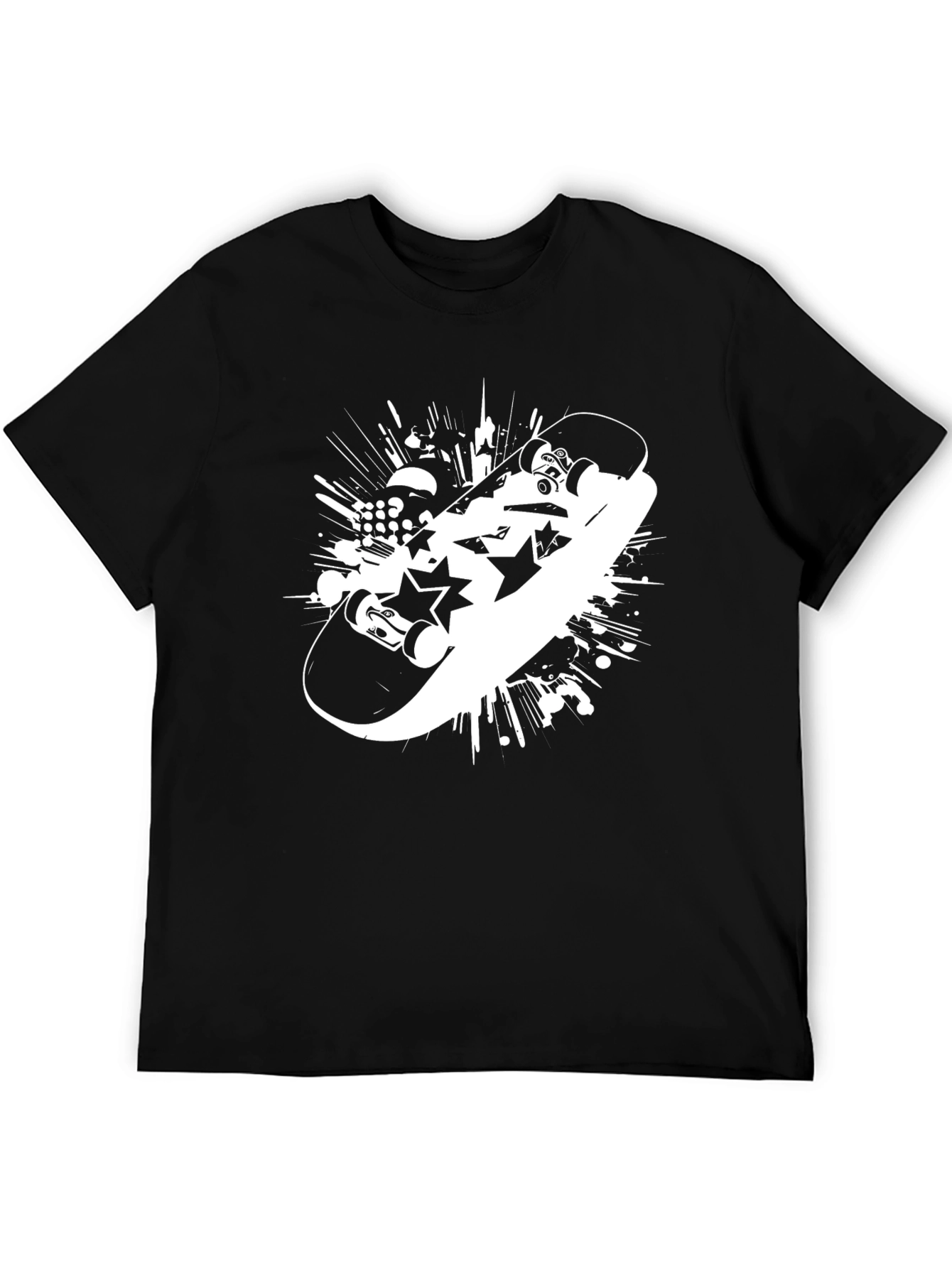 Skateboard Graphic Tee - Trendy Black T-Shirt