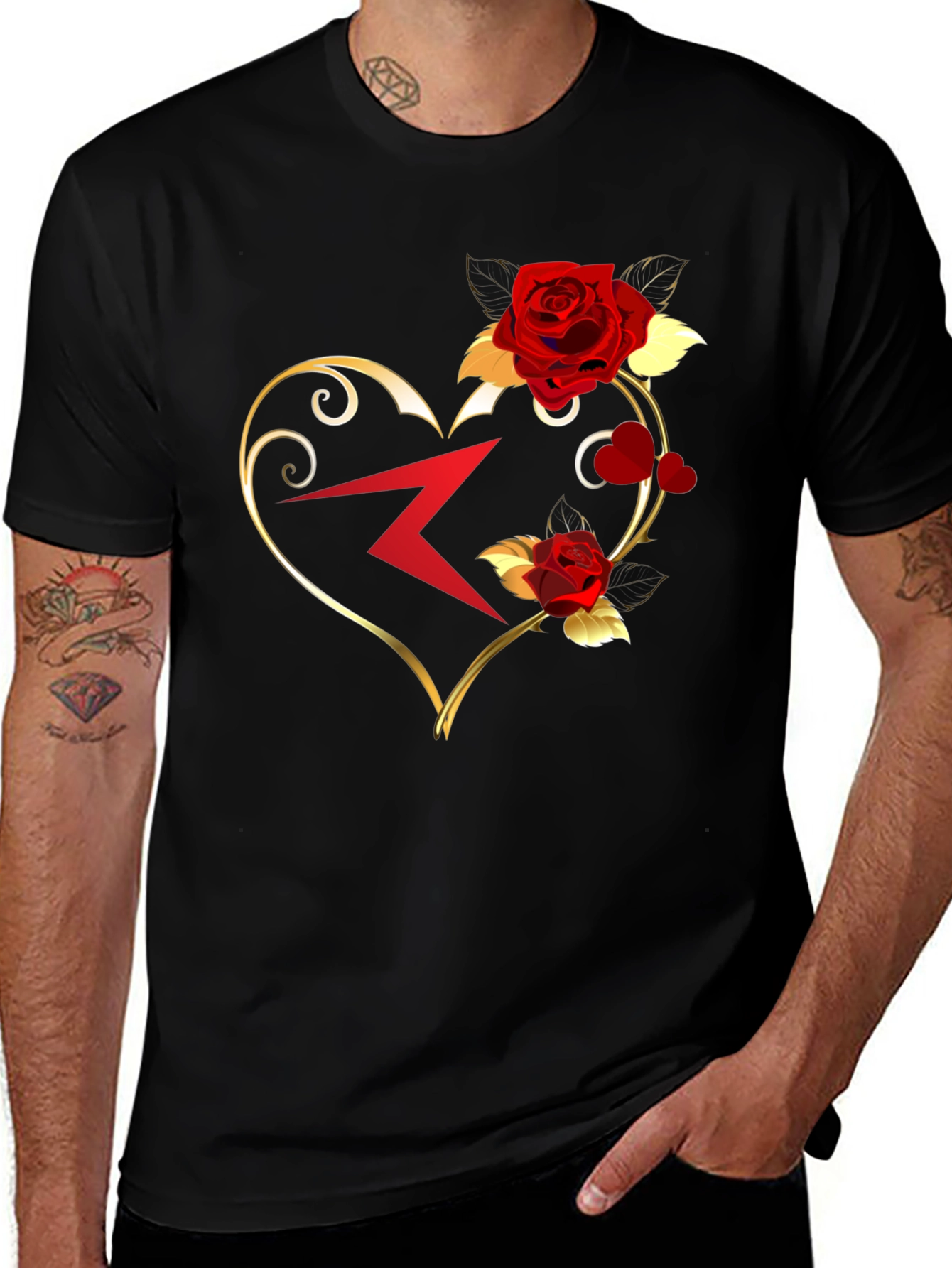 Romantic Heart Rose Graphic T-Shirt