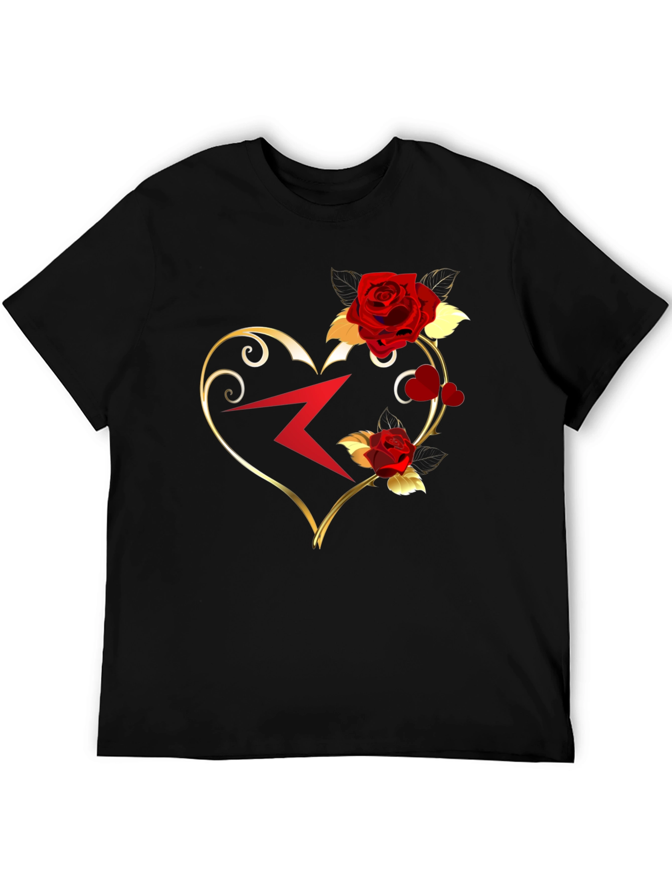 Romantic Heart Rose Graphic T-Shirt