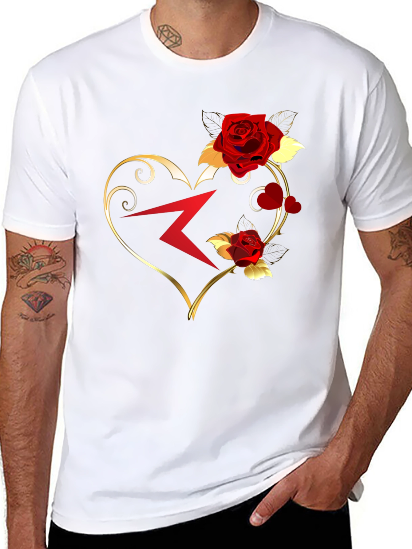 Romantic Heart Rose Graphic T-Shirt