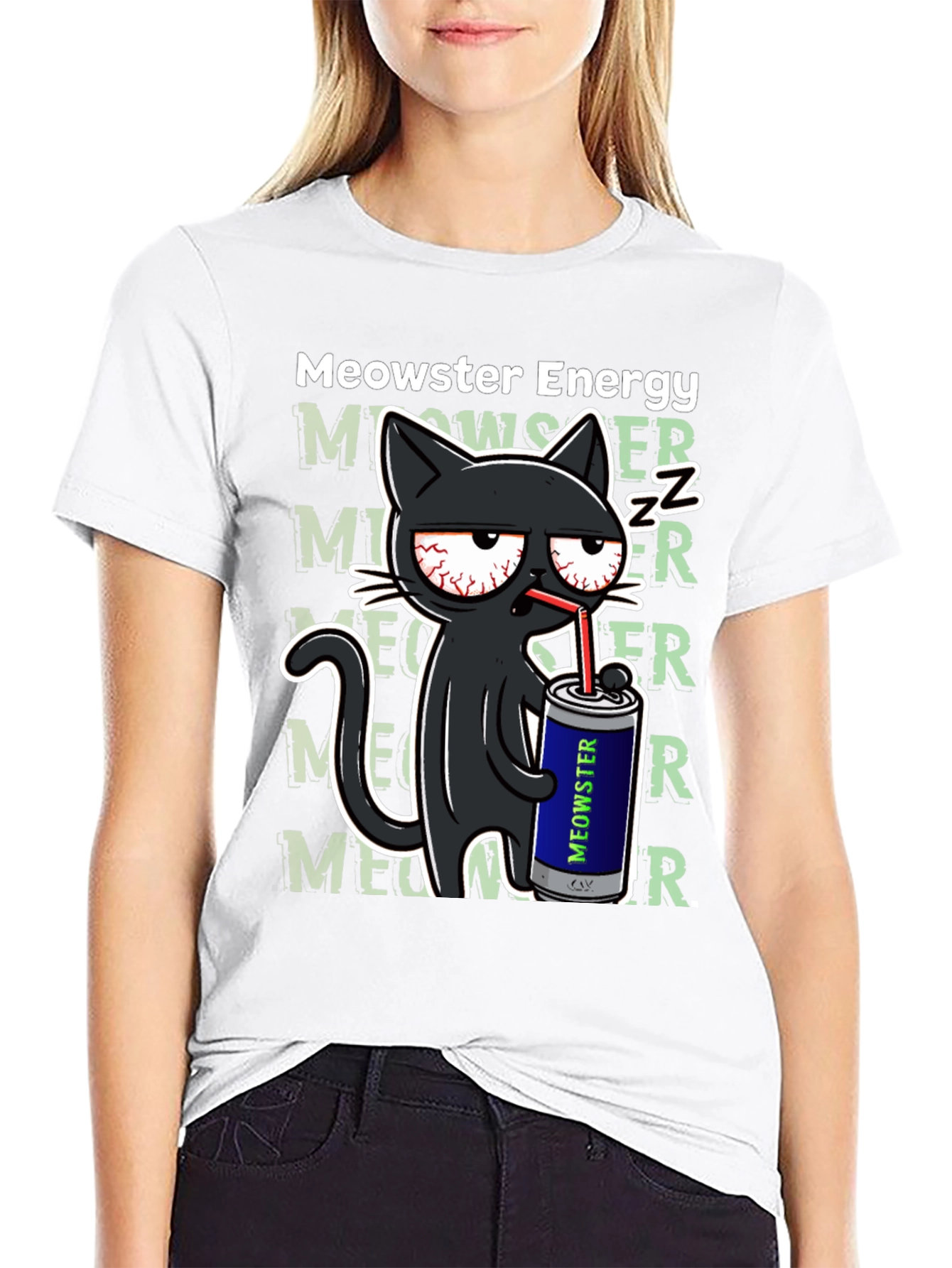Meowster Energy Black T-Shirt - Cat Lover Tee