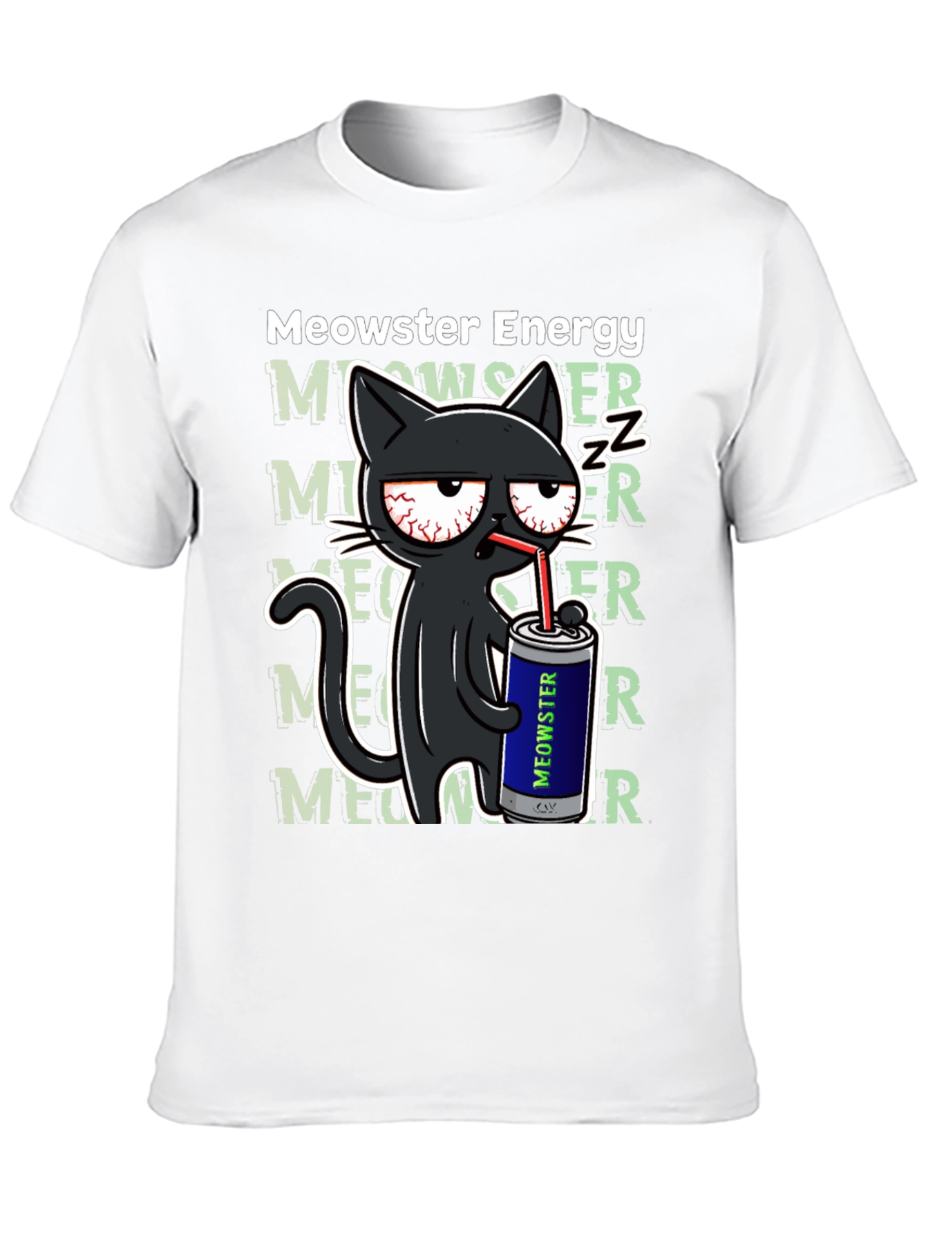 Meowster Energy Black T-Shirt - Cat Lover Tee