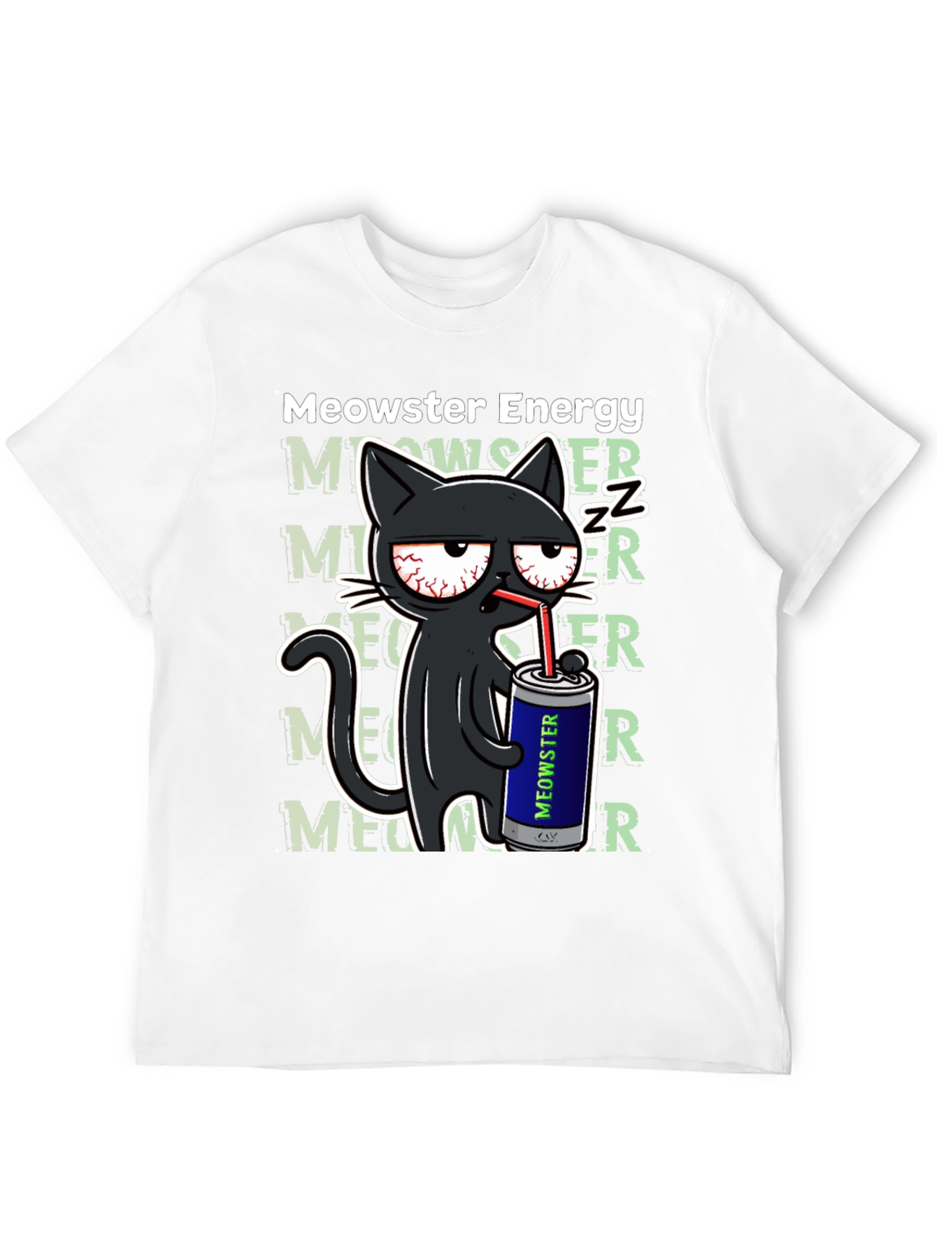 Meowster Energy Black T-Shirt - Cat Lover Tee