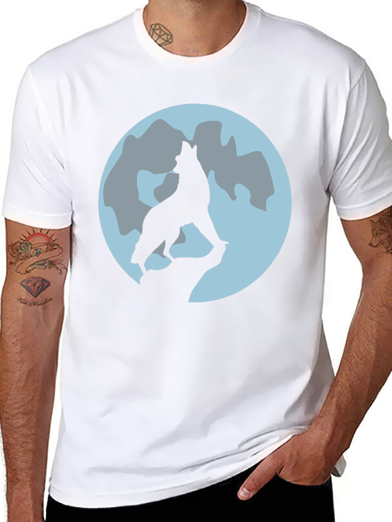 Wolf Moon Graphic Tee - Black Cotton T-Shirt