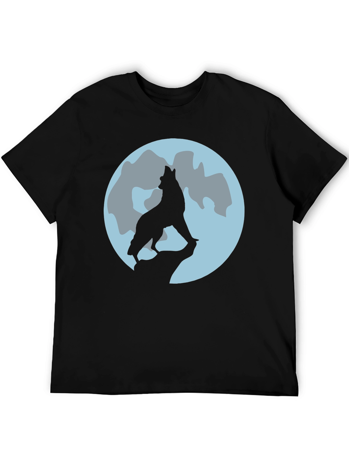 Wolf Moon Graphic Tee - Black Cotton T-Shirt