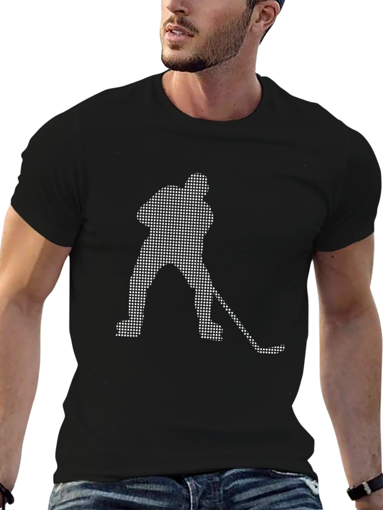Hockey Player Dot Art Graphic T-Shirt
