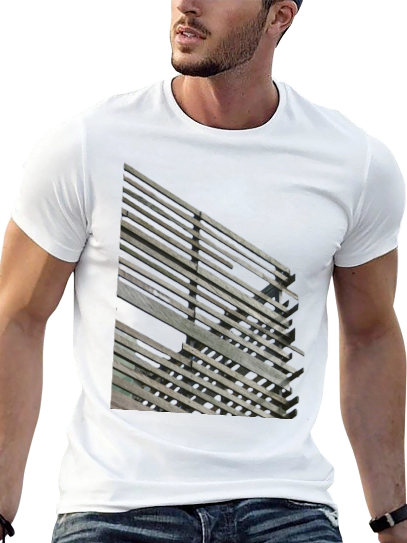 Abstract Slatted Design T-Shirt