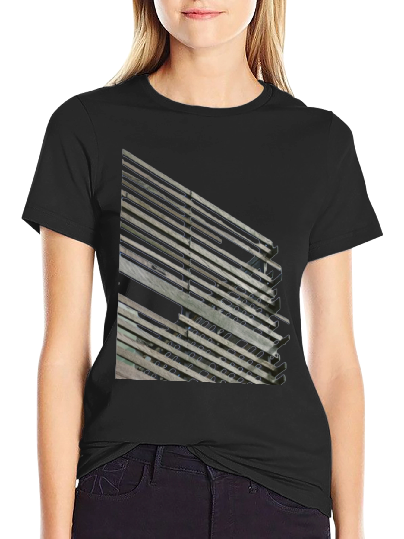 Abstract Slatted Design T-Shirt