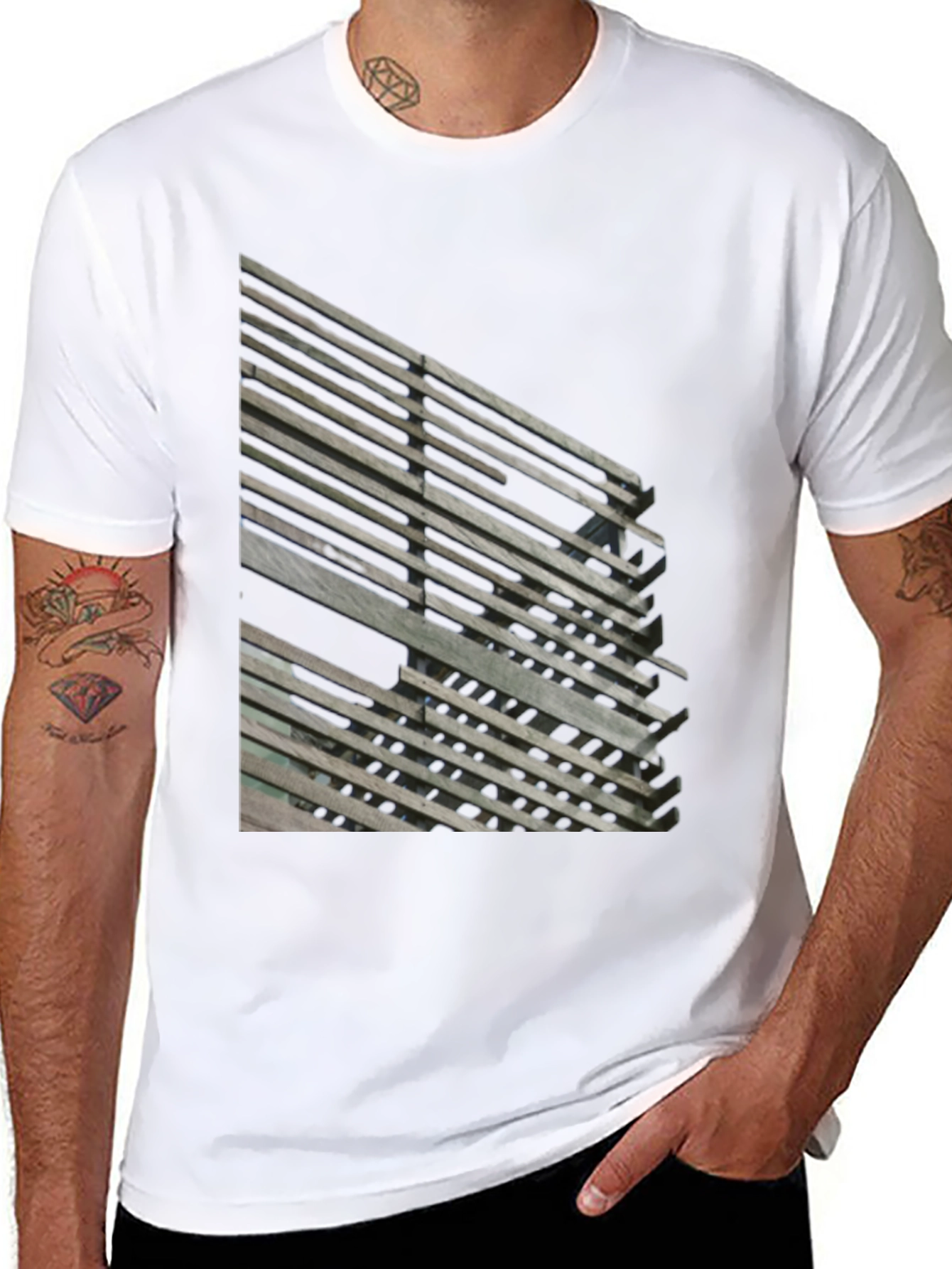 Abstract Slatted Design T-Shirt