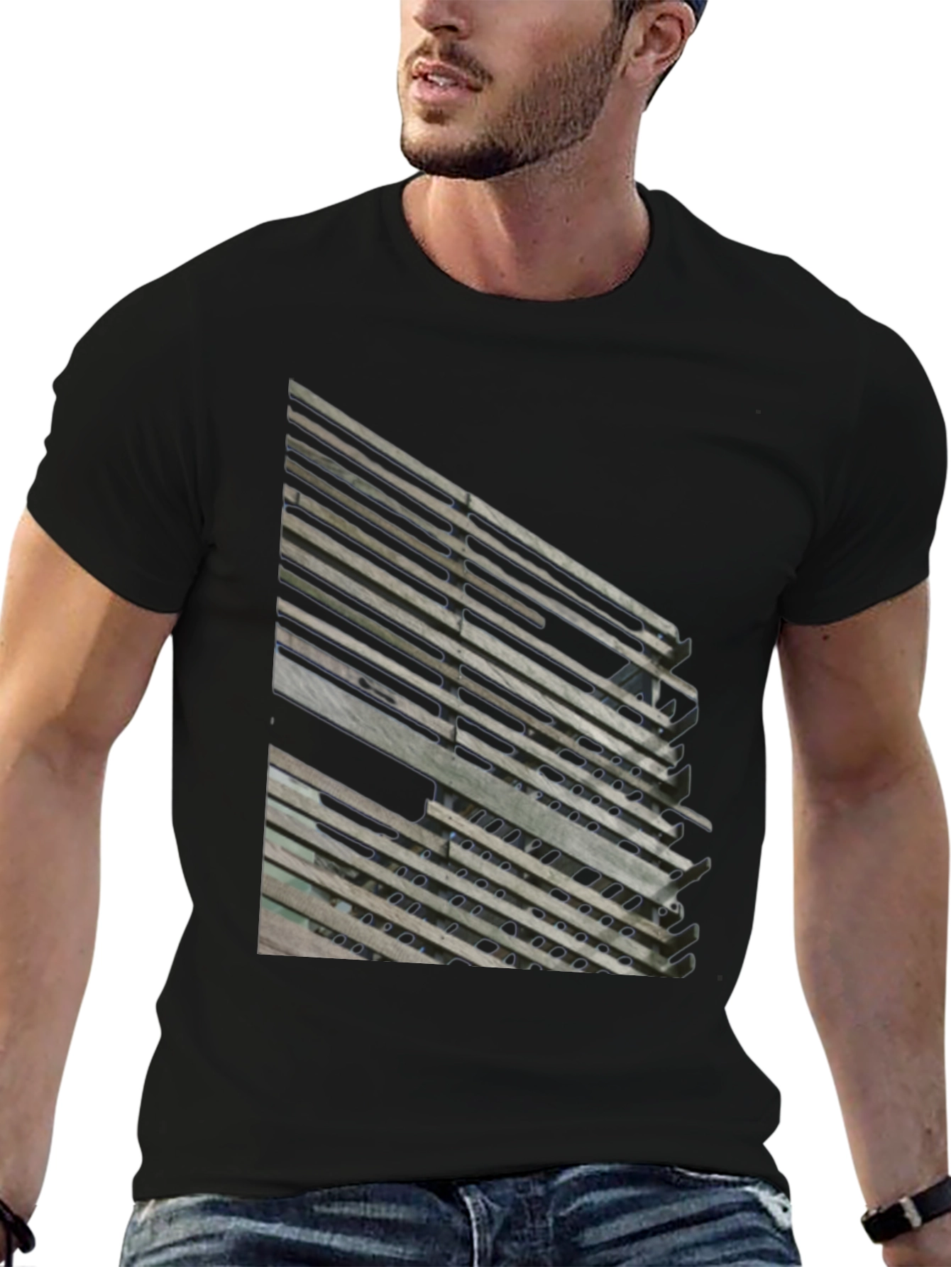 Abstract Slatted Design T-Shirt