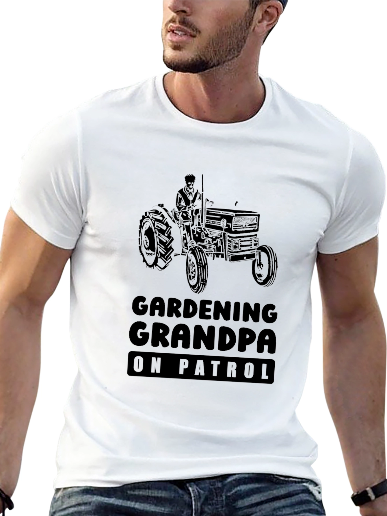 Gardening Grandpa On Patrol Black Graphic Tee