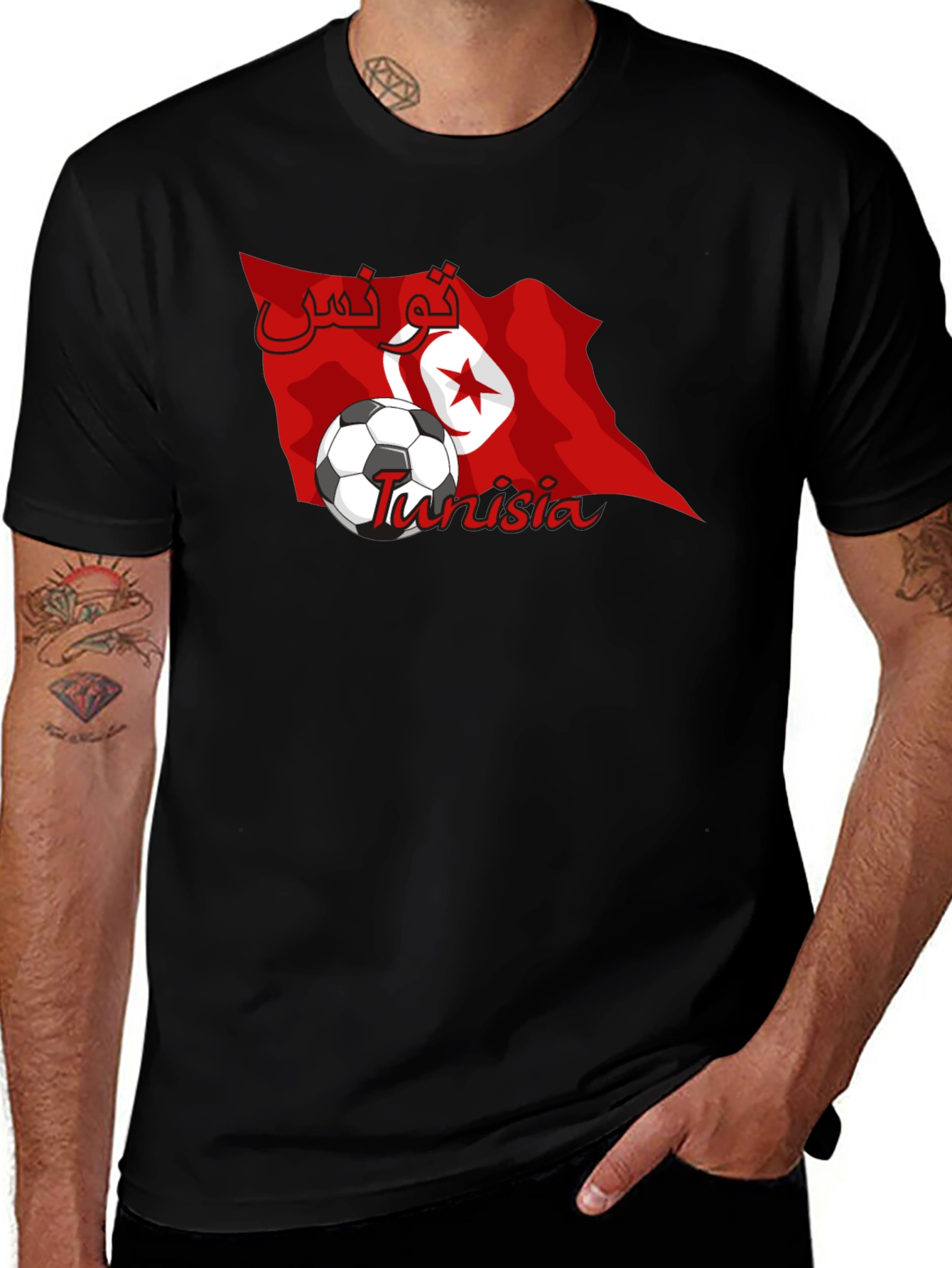 Tunisia Soccer Flag Graphic T-Shirt
